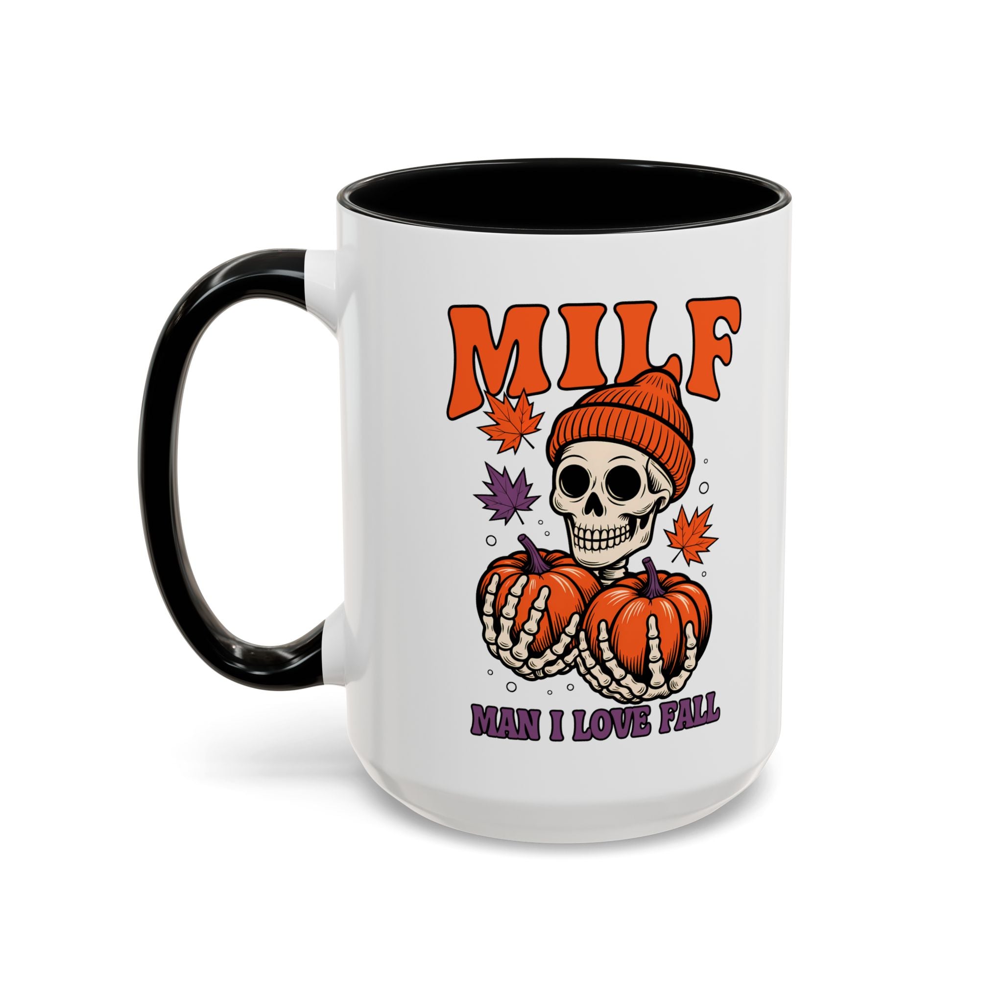 Halloween Pumpkin Skull Coffee Mug – "MILF: Man I Love Fall" funny adult humor sexy time joke