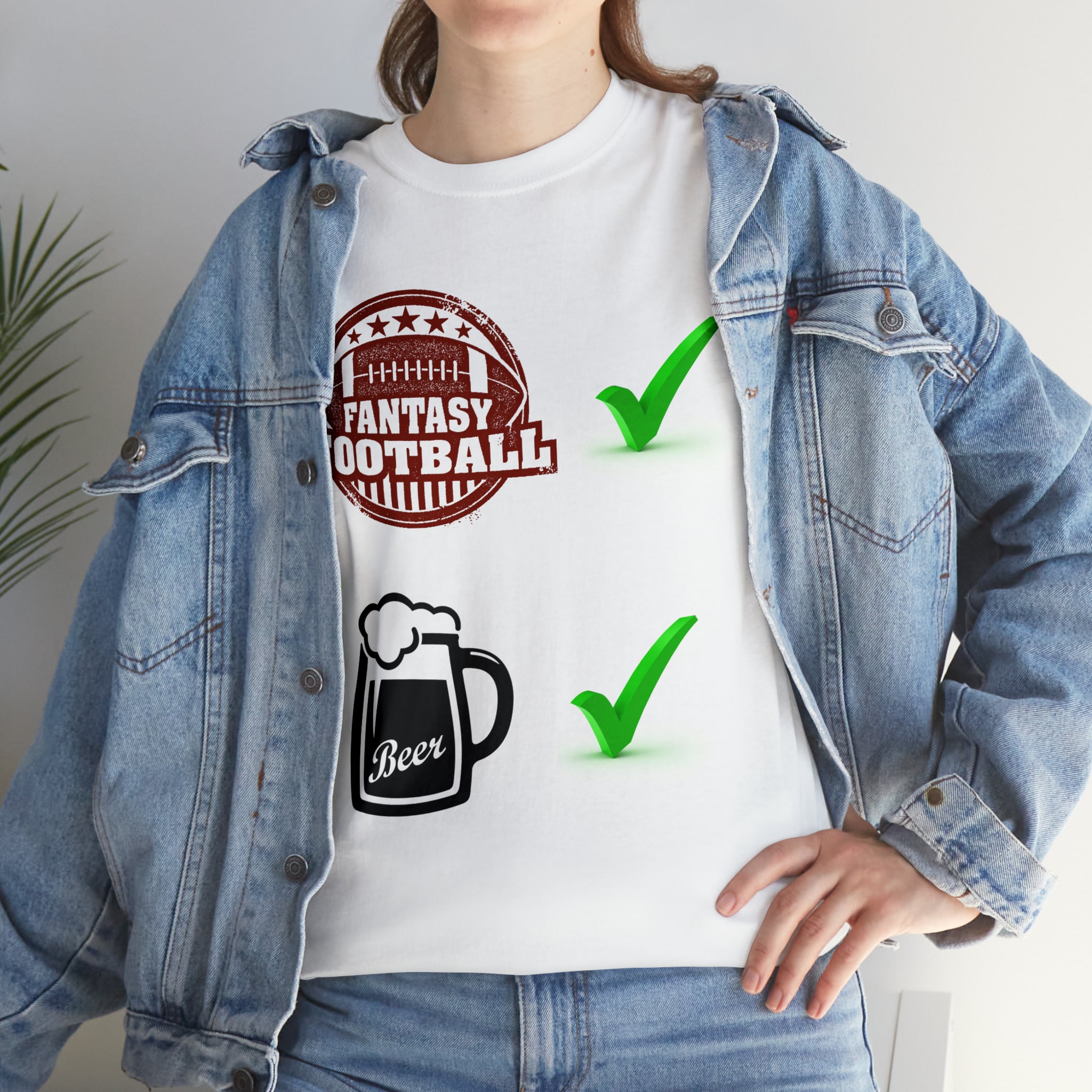 Fantasy football and beer Unisex Heavy Cotton Tee
