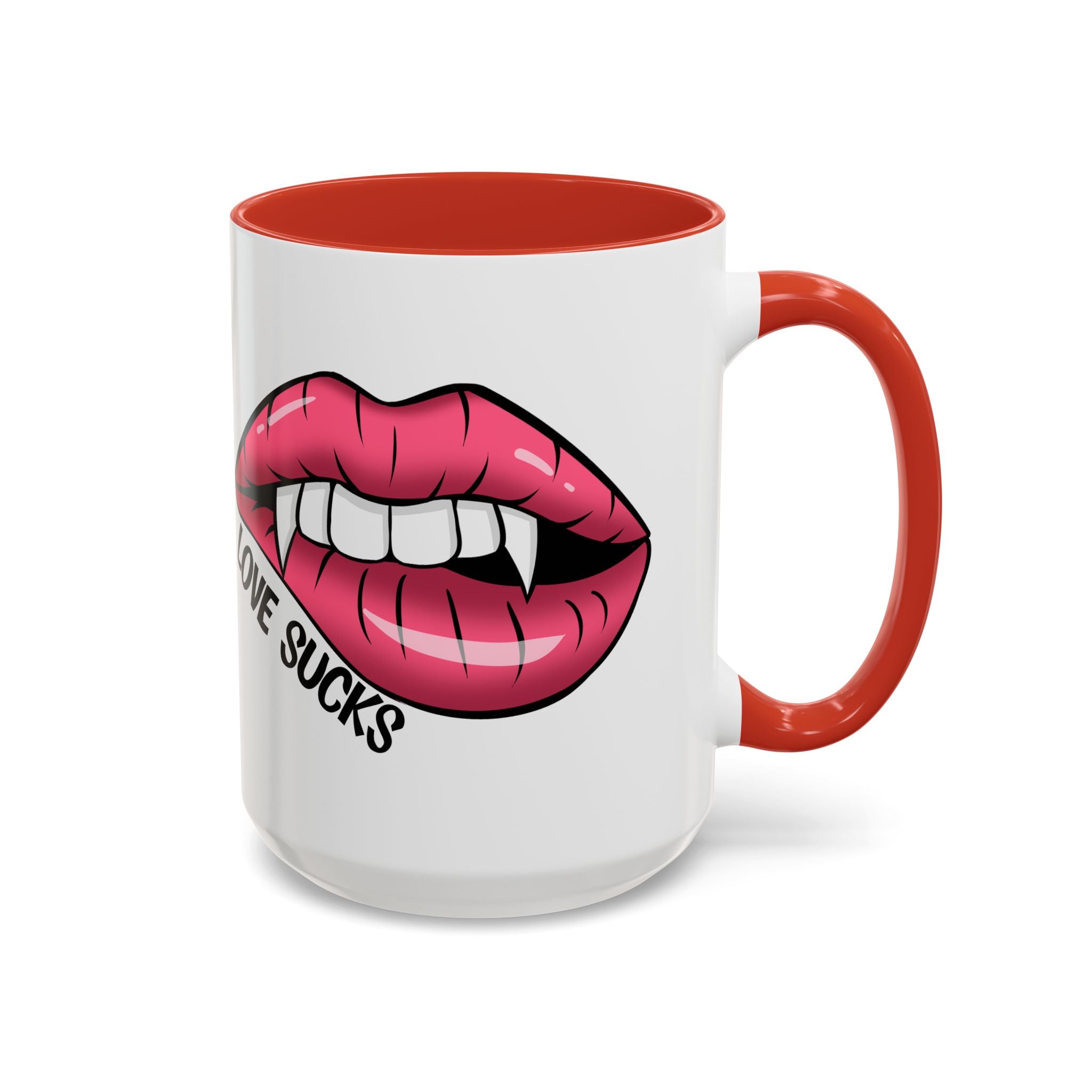 anti valentine Accent Coffee Mug - 'Love Sucks' Vampire Lips Coffee Mug