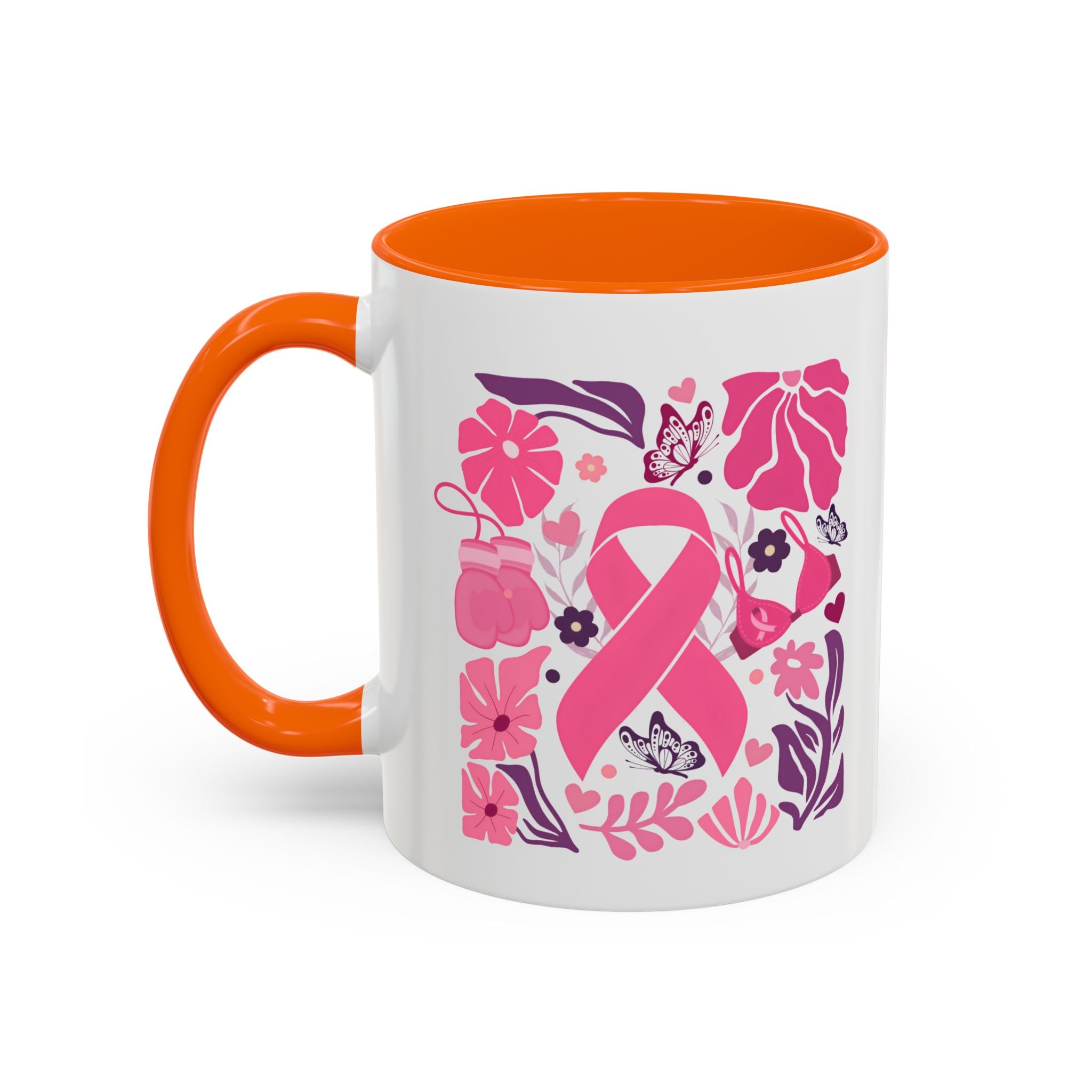 Pink Floral Awareness Coffee Mug, Breast Cancer Awareness Mug, Gift for Her, Supportive Drinkware, Motivational Mug