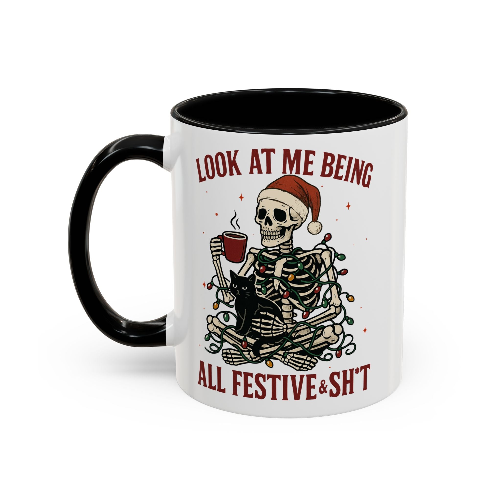 Festive Skeleton Christmas cheer winter Coffee Mug funny adult humor cup