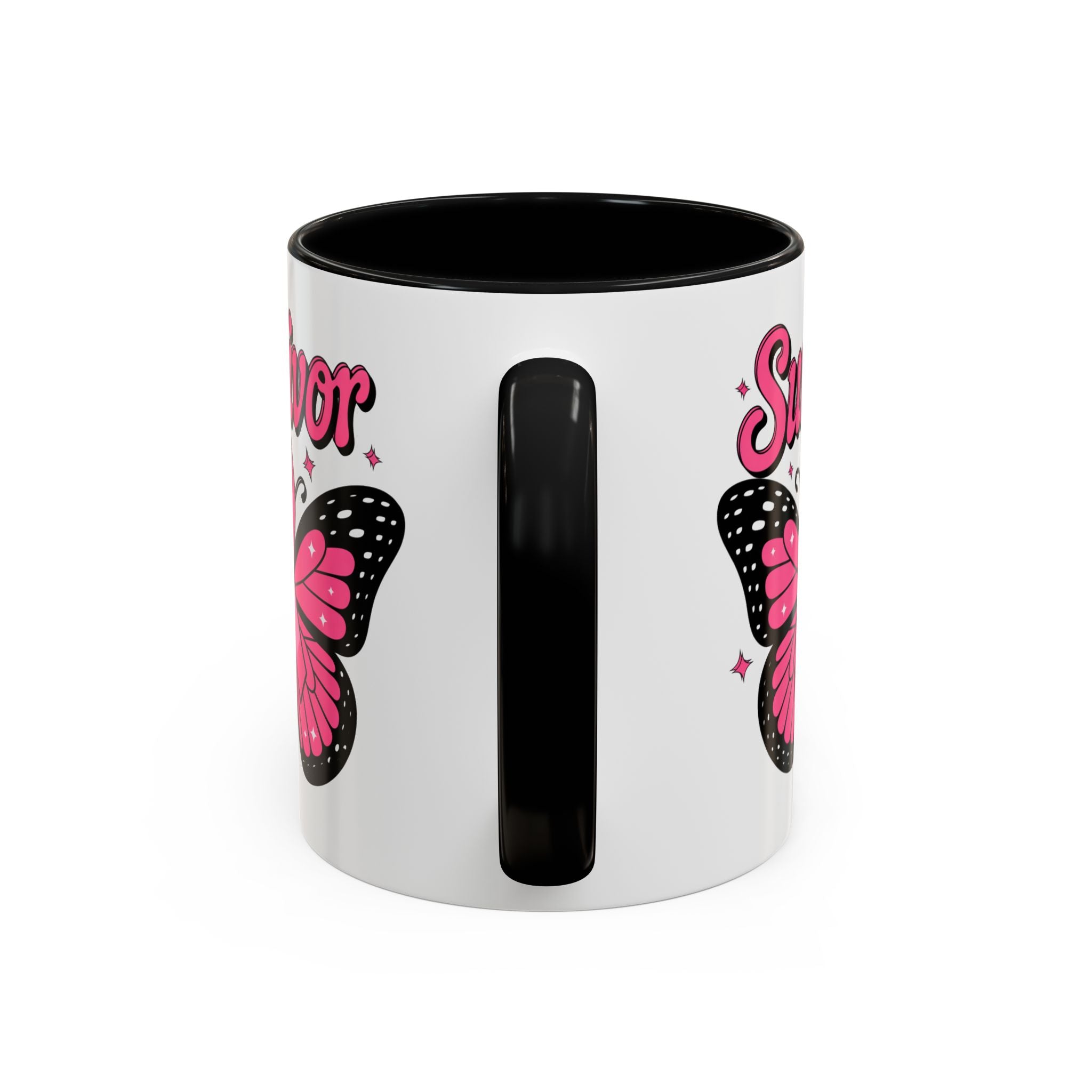 Survivor Butterfly Coffee Mug, Inspirational Gift, Pink Ribbon Mug, Breast Cancer Awareness, Empowerment Cup, Motivational Drinkware