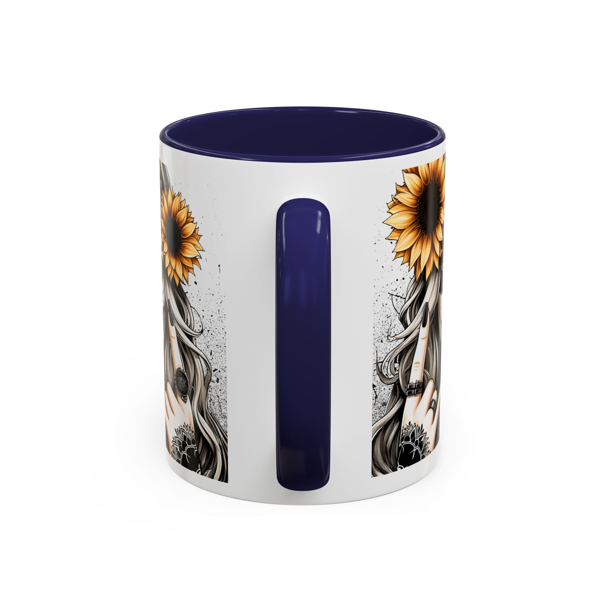 Sunflower Skull Accent Coffee Mug, Gothic Floral Mug, Unique Gift for Coffee Lovers, Boho Decor, Halloween Mug, Artful Drinkware