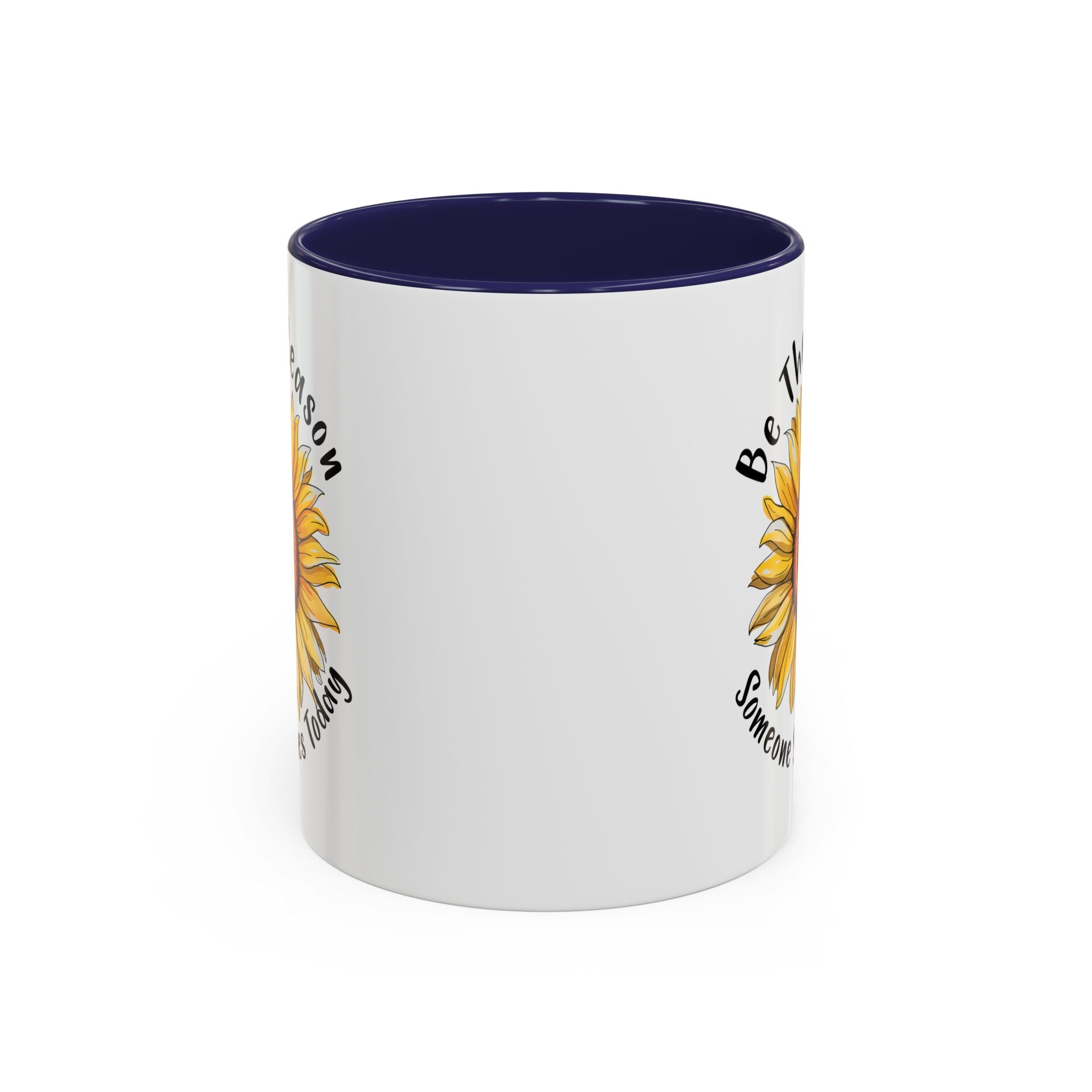 Sunflower Smile Accent Coffee Mug - Cheerful Gift for Friends, Inspirational Mug, 11oz/15oz, Daily Motivation, Brighten Someone's Day