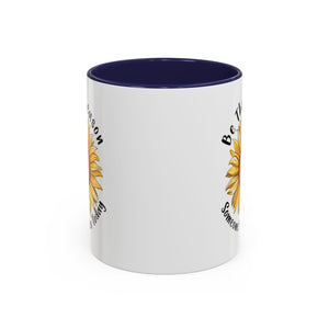 Sunflower Smile Accent Coffee Mug - Cheerful Gift for Friends, Inspirational Mug, 11oz/15oz, Daily Motivation, Brighten Someone's Day