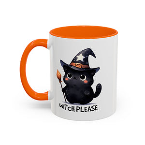 Cute Witch Cat Coffee Mug - Perfect for Halloween, Cat Lover Gift, Witch Please Design, Black Cat Mug, Cozy Drinkware