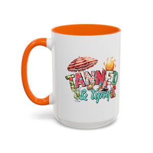 Tanned & Tipsy Accent Coffee Mug - Perfect for Summer Vibes & Beach Lovers party