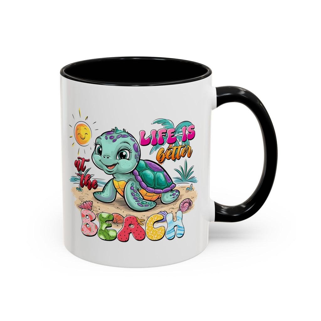 Beach Vibe Accent Coffee Mug - "Life is Better at the Beach" Design turtle animal lover