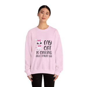 Cute Cat Lover Sweatshirt, My Cat Is Calling Crewneck, Animal Print Pullover, Pet Owner Gift, Cozy Sweatshirt for Cat Moms