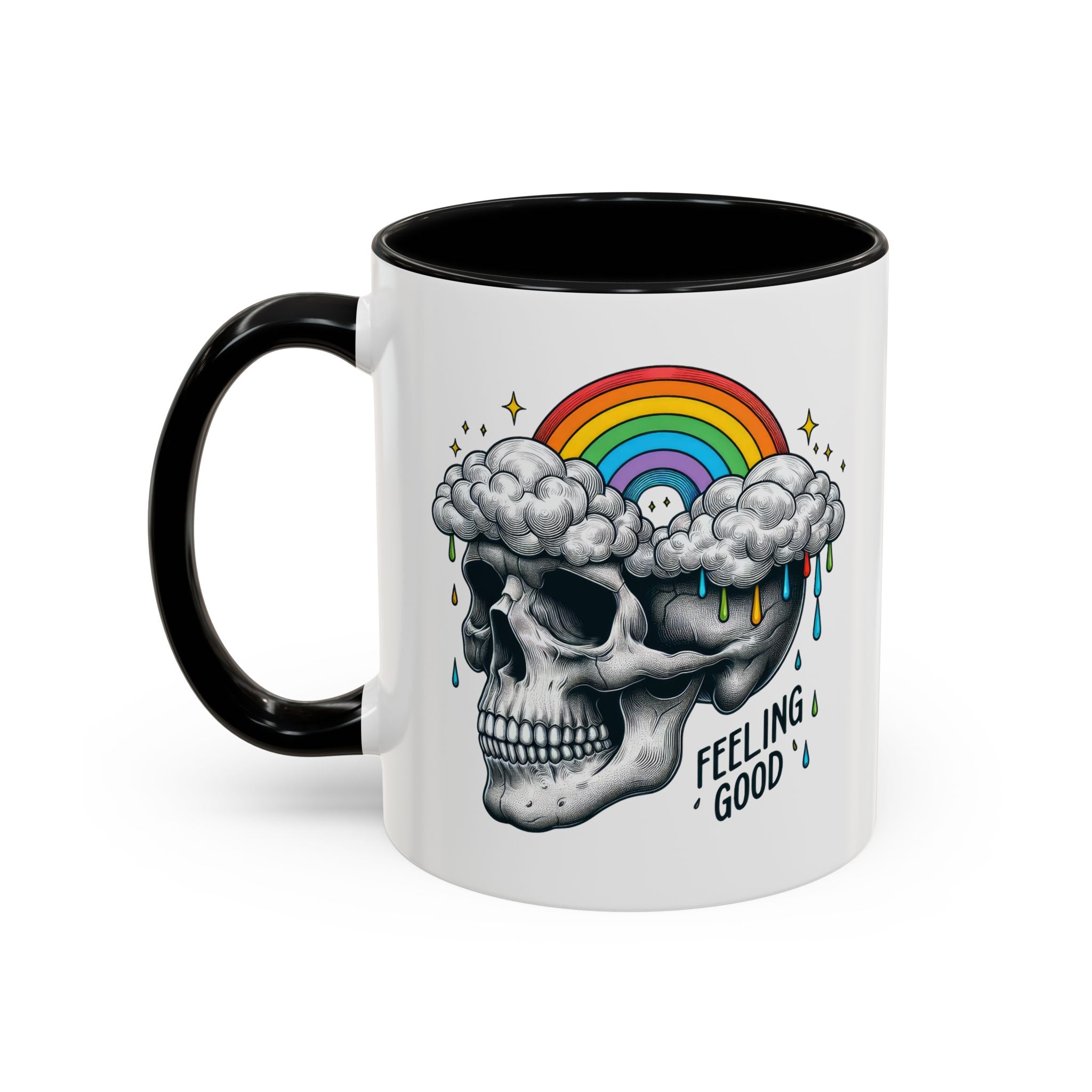 Skull Rainbow Coffee Mug, Unique Gift for Coffee Lovers, Halloween Decor, Daily Motivation Mug, Fun Skull Design
