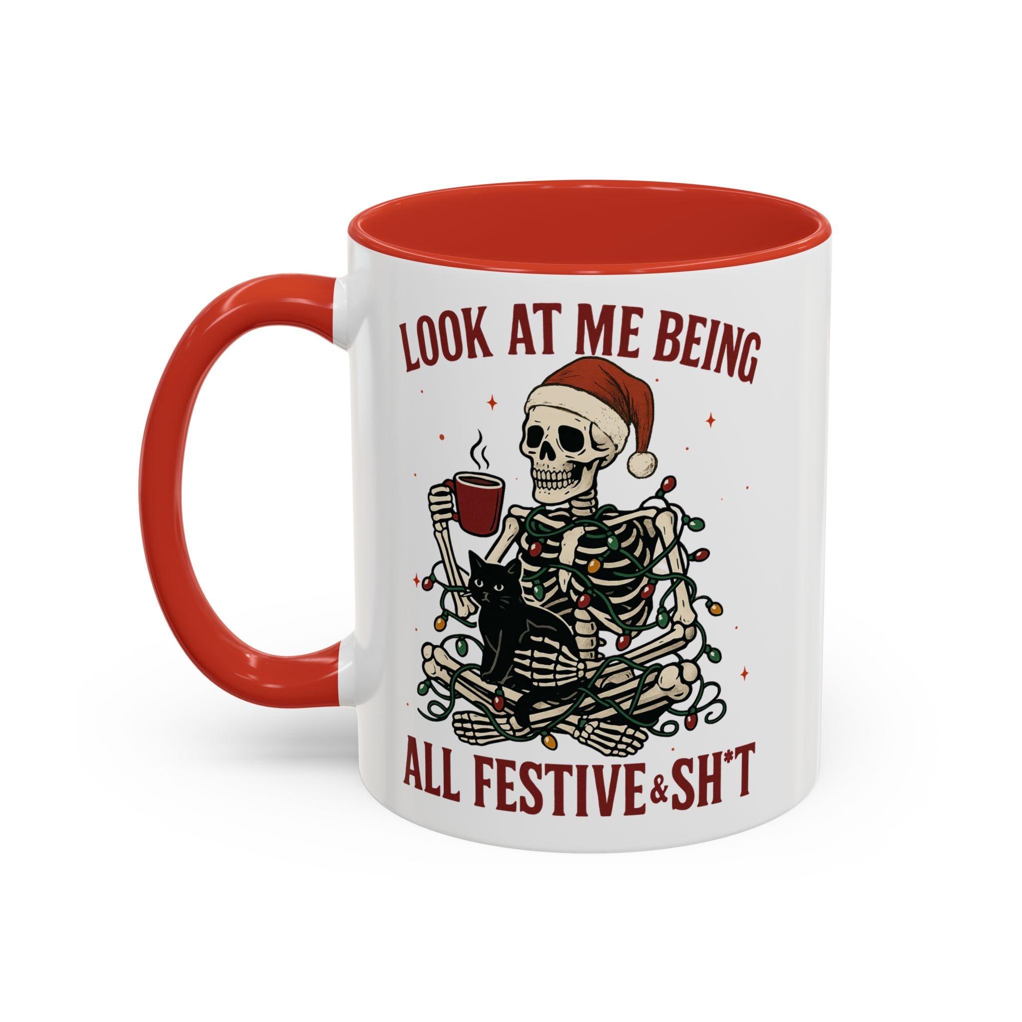 Festive Skeleton Christmas cheer winter Coffee Mug funny adult humor cup