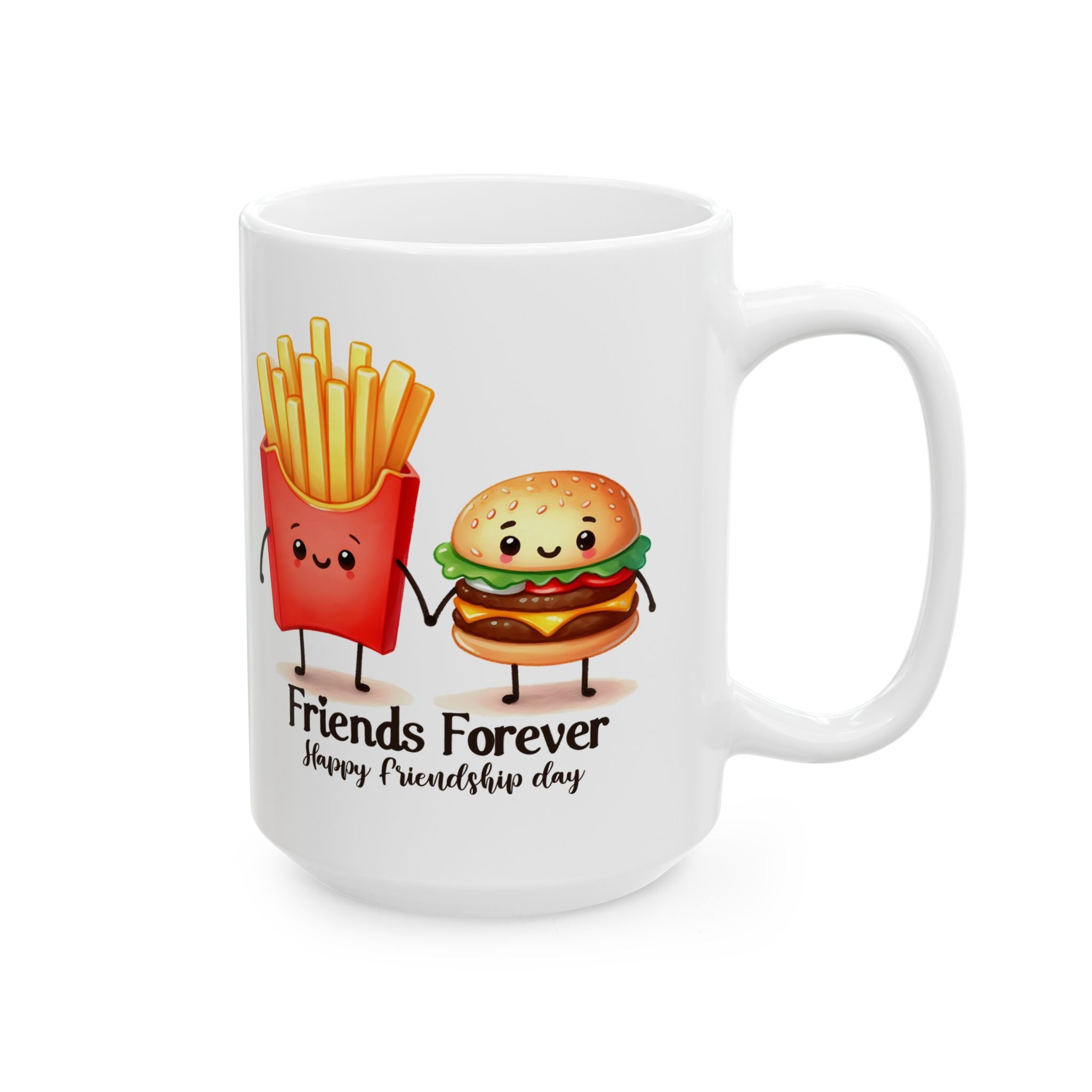 Cute Foodie friends coffee  Mug, Funny Gifts for Food Lovers, Hamburger and French Fries, Best Friend Gift, Coffee Cup for Any Occasion