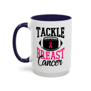 Tackle Breast Cancer Coffee Mug, Supportive Gift for Football Fans, Awareness Mug, Cheer Team Spirit, Fundraiser Drinkware