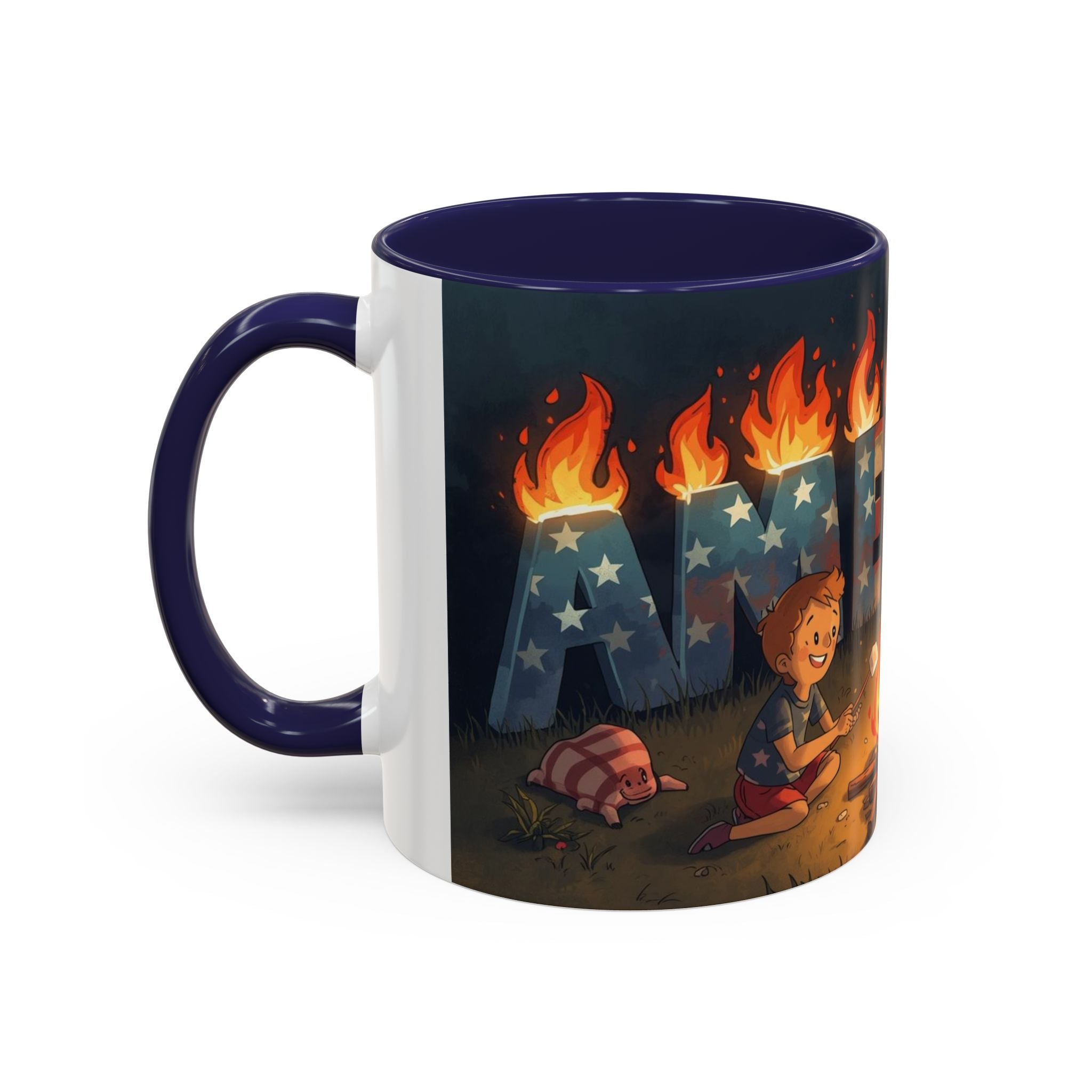 Patriotic Camping Coffee Mug - Fun America Design, Perfect for , Campfire Gatherings, Super for Gifts