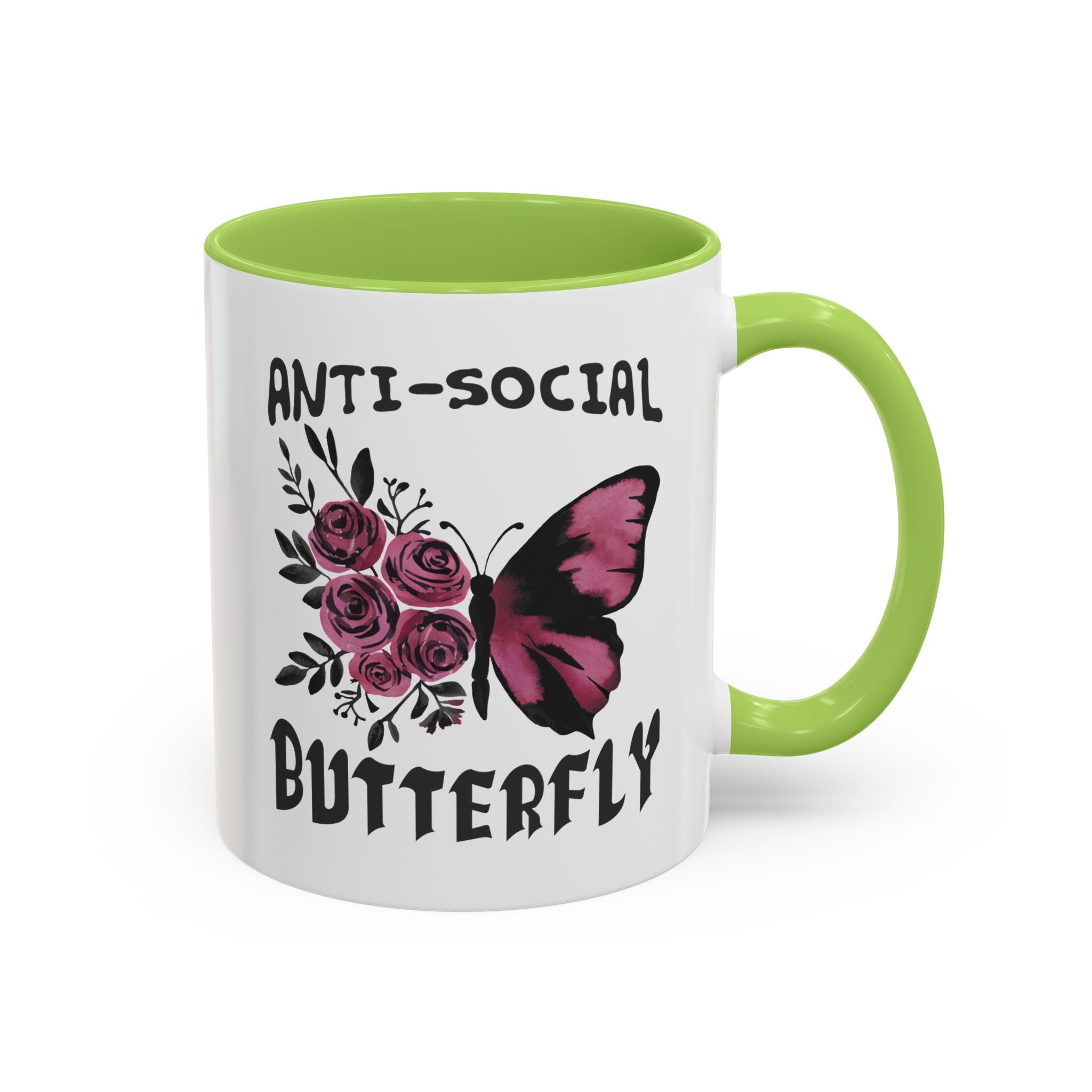 Anti-Social Butterfly Coffee Mug - Floral & Butterfly Design
