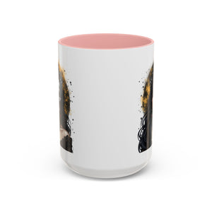 Gothic Art Accent Mug - Artistic Skull & Lady Design, Unique Coffee Cup for Halloween, Gift for Her, Decorative Kitchenware, Dark Aesthetic