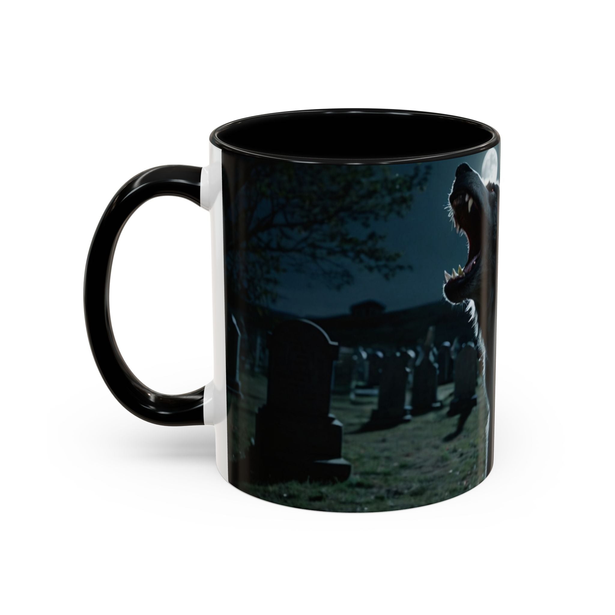 halloween werewolf in graveyard Howling Wolf Accent Coffee Mug - 11 & 15oz