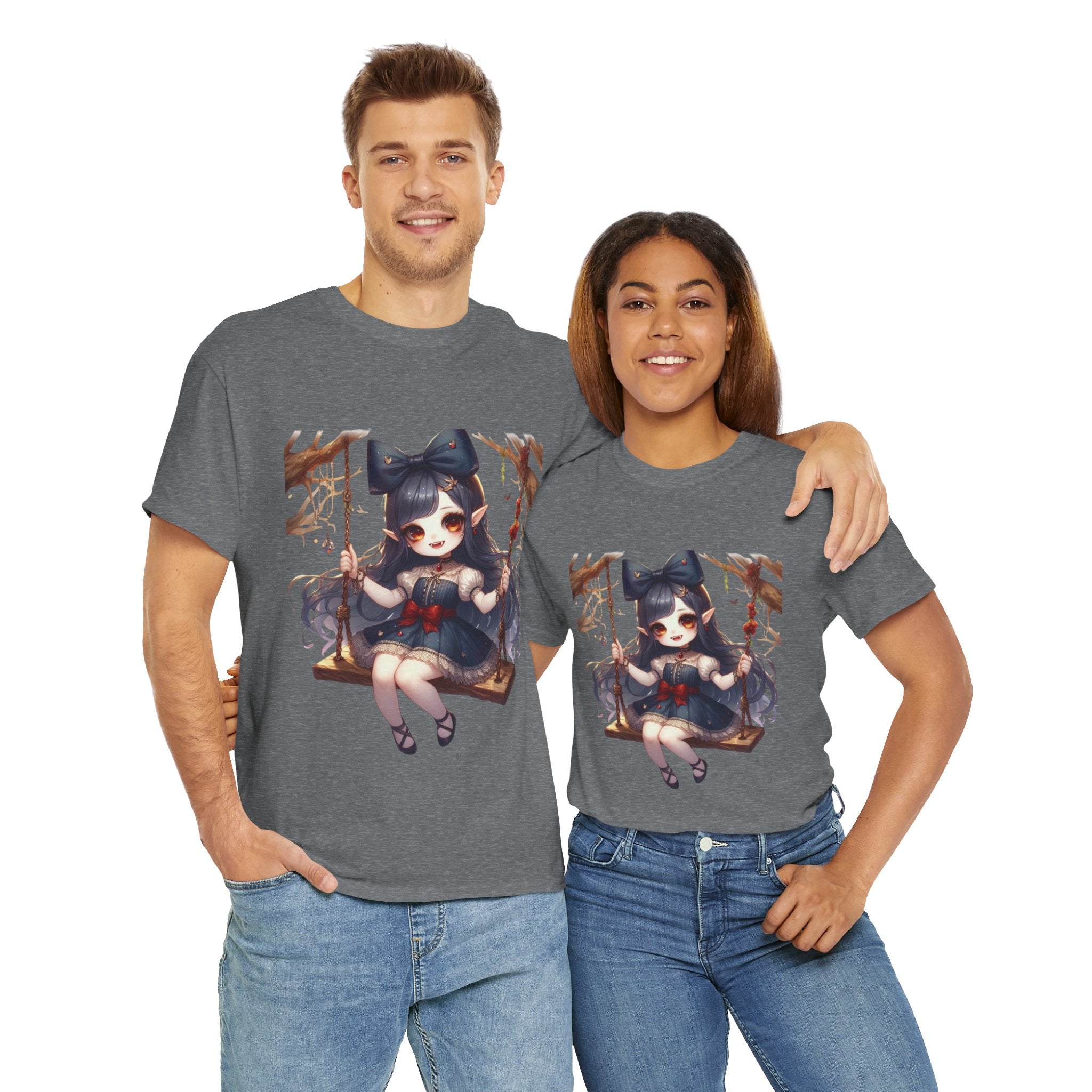 vampire girl on a swing horror Unisex Heavy Cotton Tee men women halloween #23