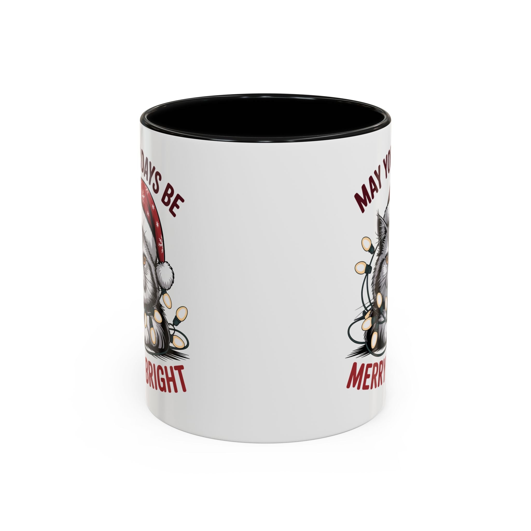 Funny Holiday Cat Mug - "May Your Days Be Merry & Bright"