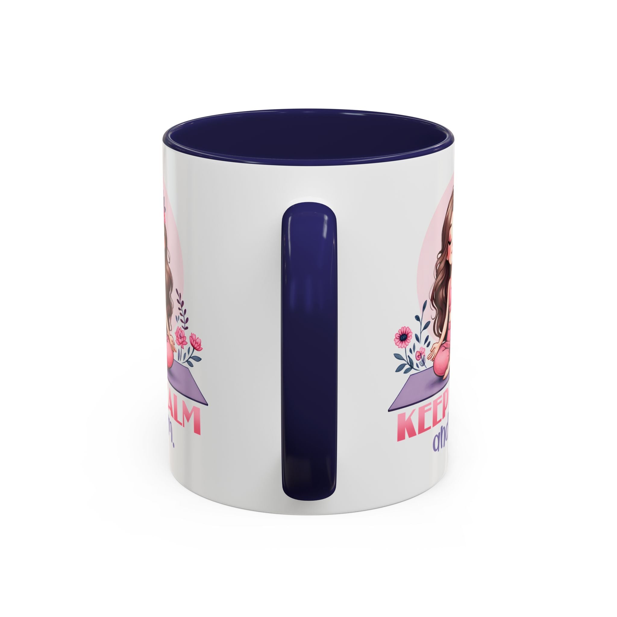 Relaxing Yoga Coffee Mug, Keep Calm and Om Mug, Inspirational Gift, Meditation Mug, Self-Care Coffee Cup, Yoga Lover's Gift