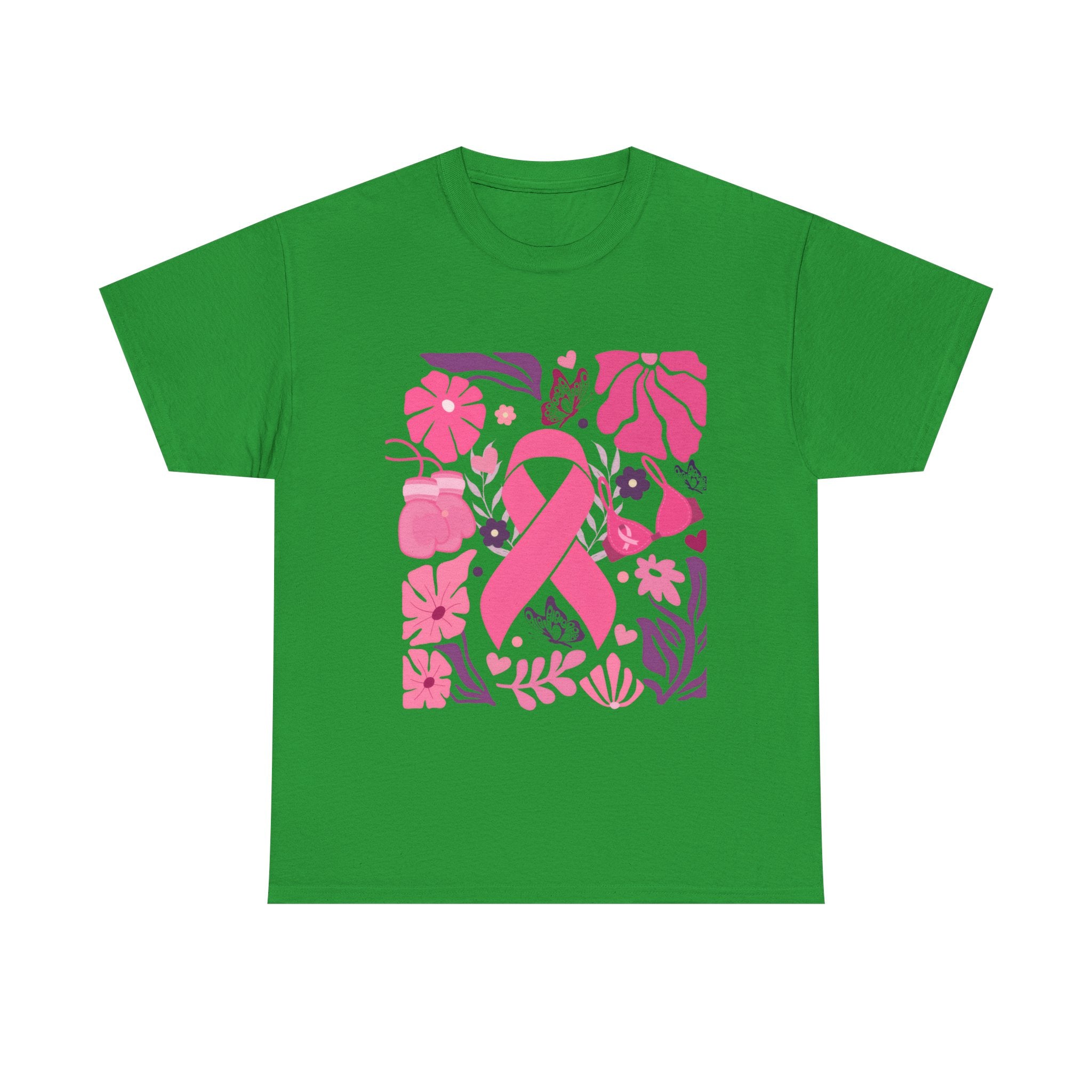 Pink Ribbon Awareness Tee, Flower Power Shirt, Support Breast Cancer, Unisex Cotton T-shirt, Thoughtful Gift for Her