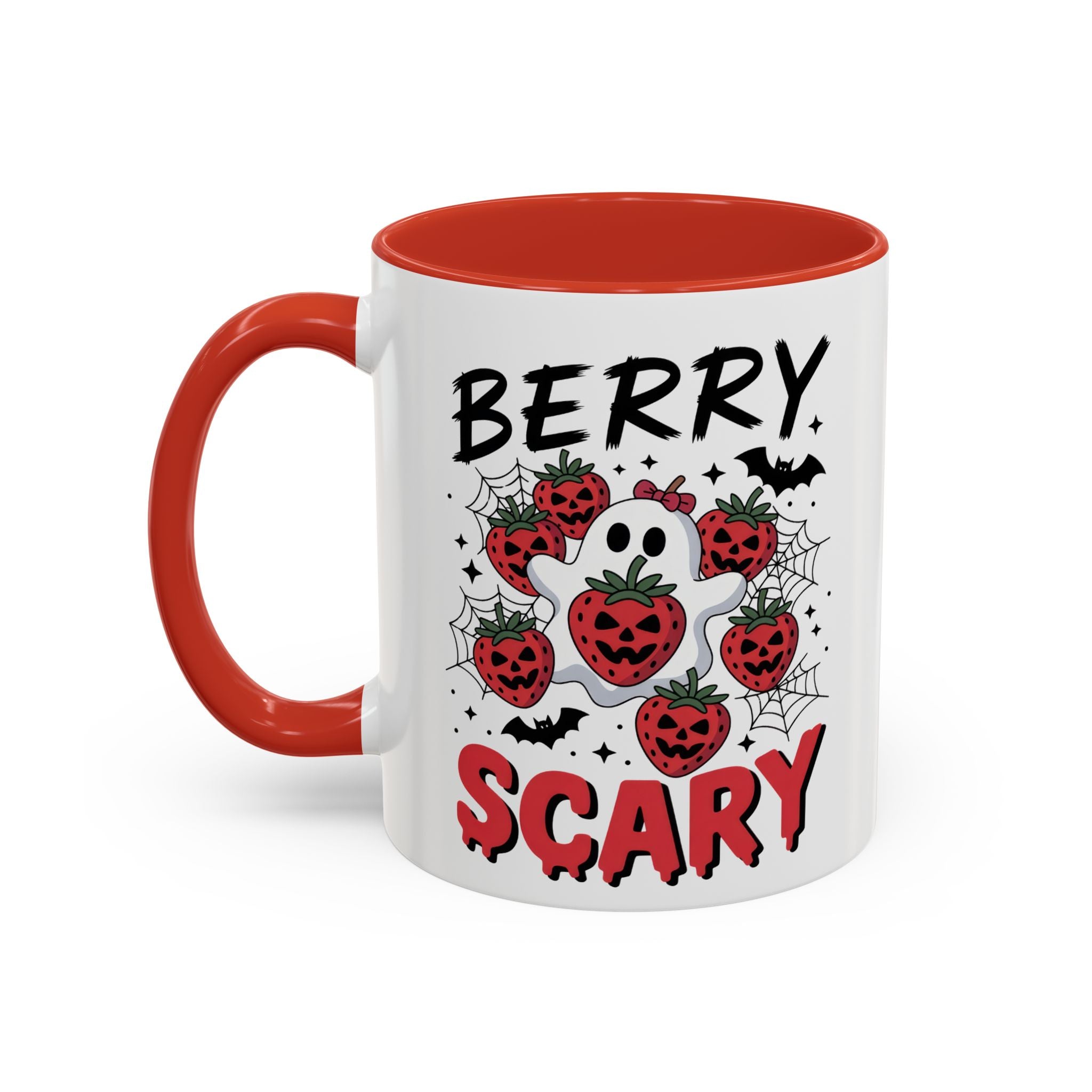 Berry Scary Coffee Mug — Halloween Ghost & Jack‑o'-Lantern Strawberries (11/15 oz)