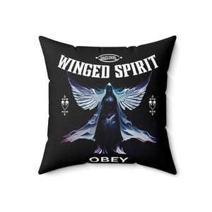 Obey winged spirit gothic Spun Polyester Square Pillow