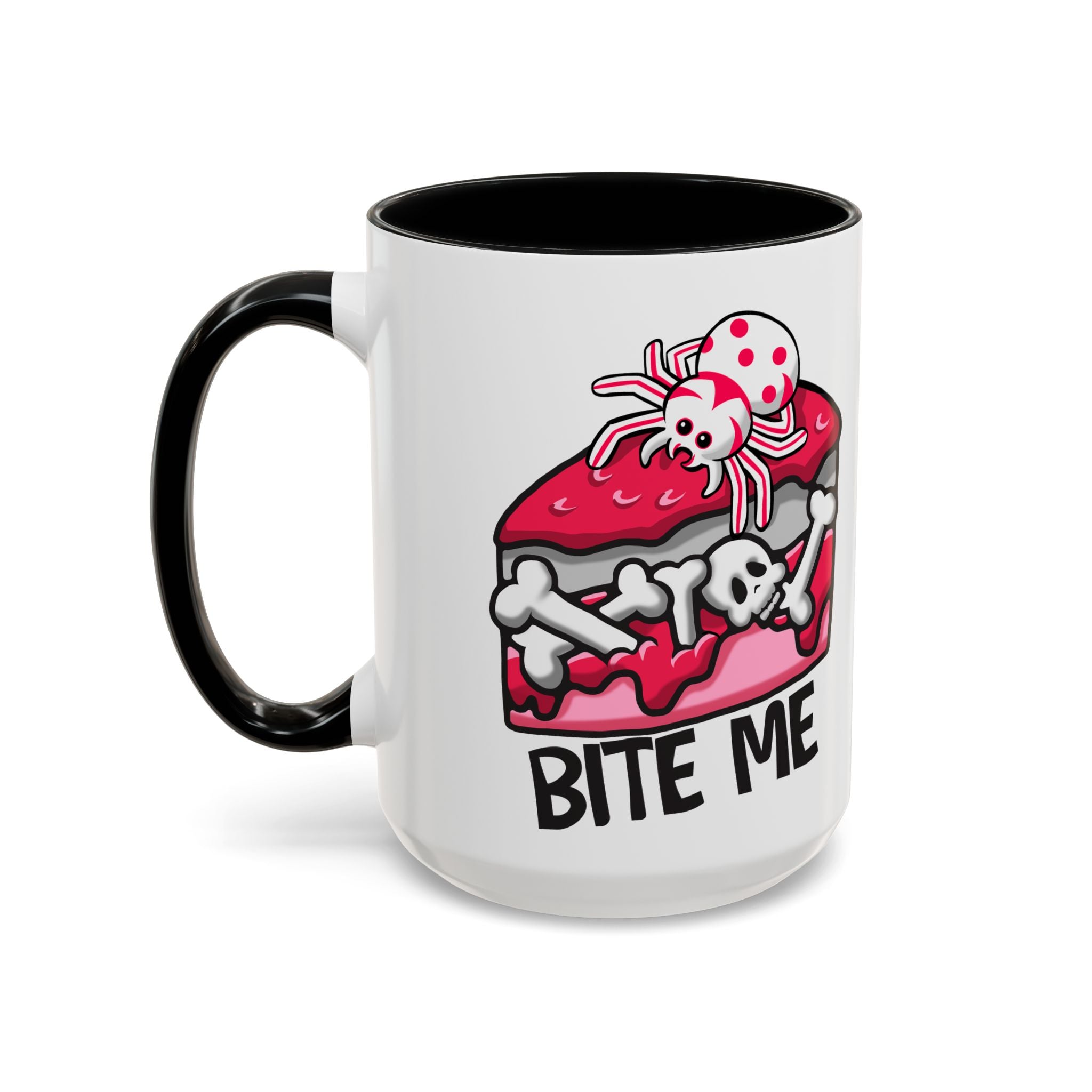 Bite Me Coffee Mug — Cute Creepy Spider Cake Accent Mug anti valentine