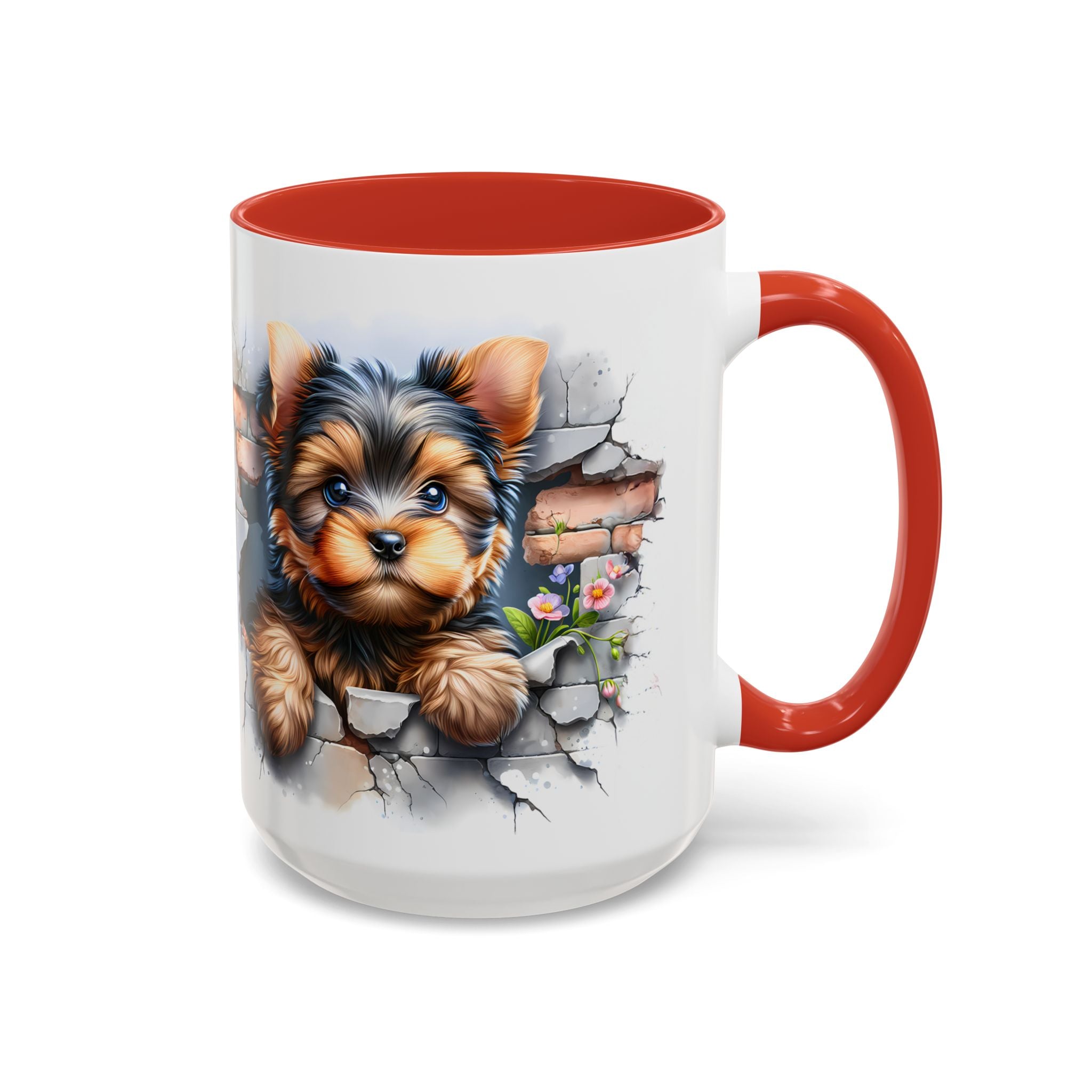 Cute Dog Peeking Coffee Mug, Pet Lover Gift, Yorkshire Terrier Mug, Animal Lover Coffee Cup, Dog-Themed Drinkware, Doggie Mug