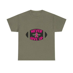 Motivational Football Tee, Never Give Up Shirt, Unisex Cotton T-shirt, Support Awareness, Athletic Gift, Sportswear, Inspirational Apparel