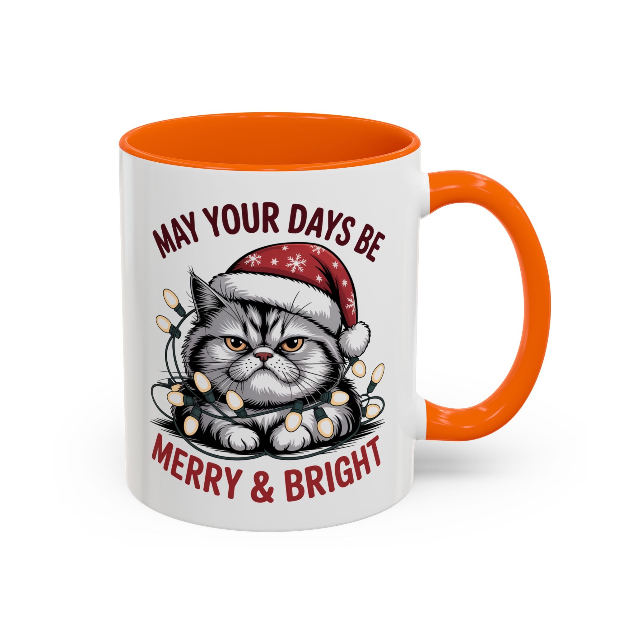 Funny Holiday Cat Mug - "May Your Days Be Merry & Bright"