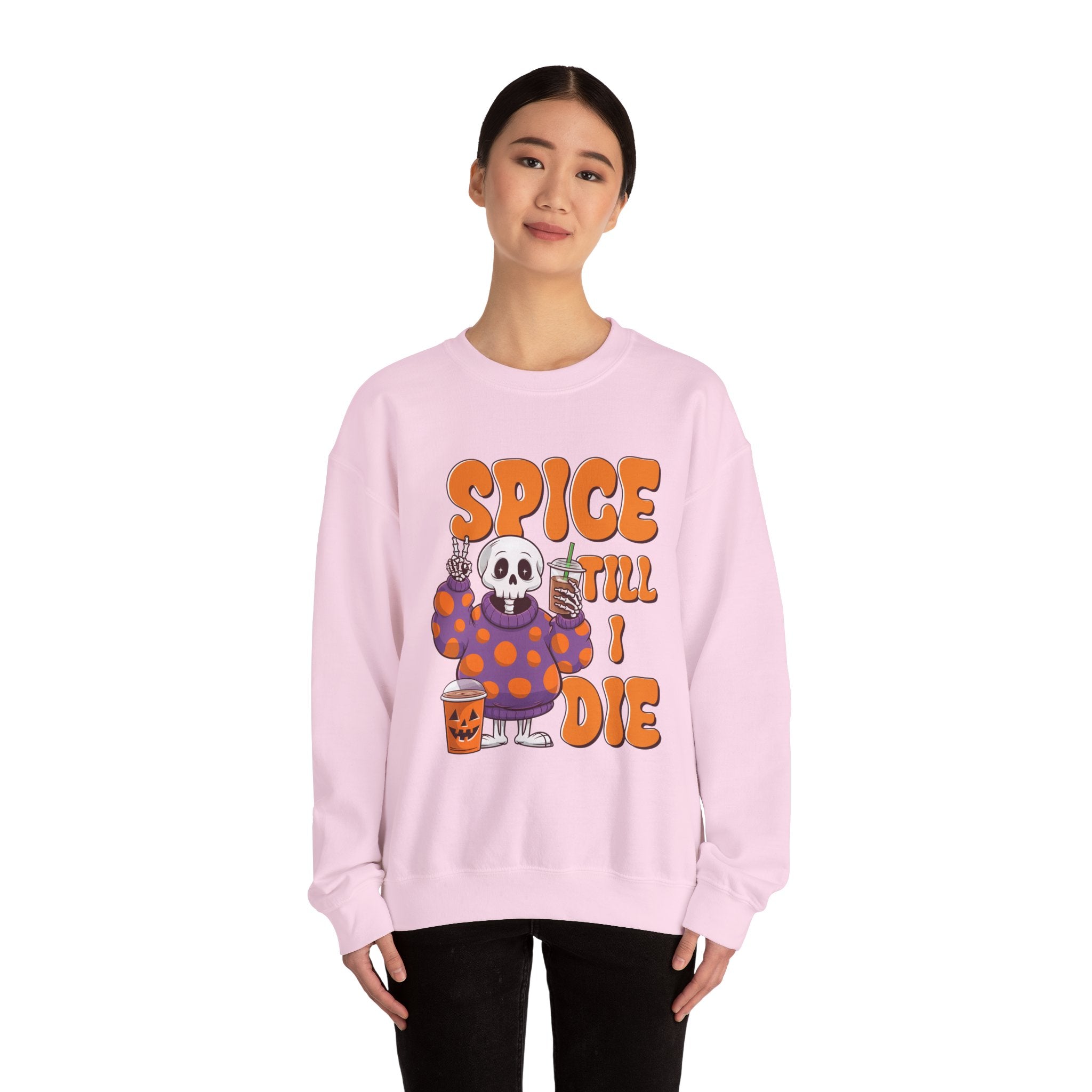Spooky Fall Sweatshirt - Unisex Crewneck with 'Spice Till I Die' Design, Halloween, Cozy Autumn Vibe, Perfect for Halloween Parties