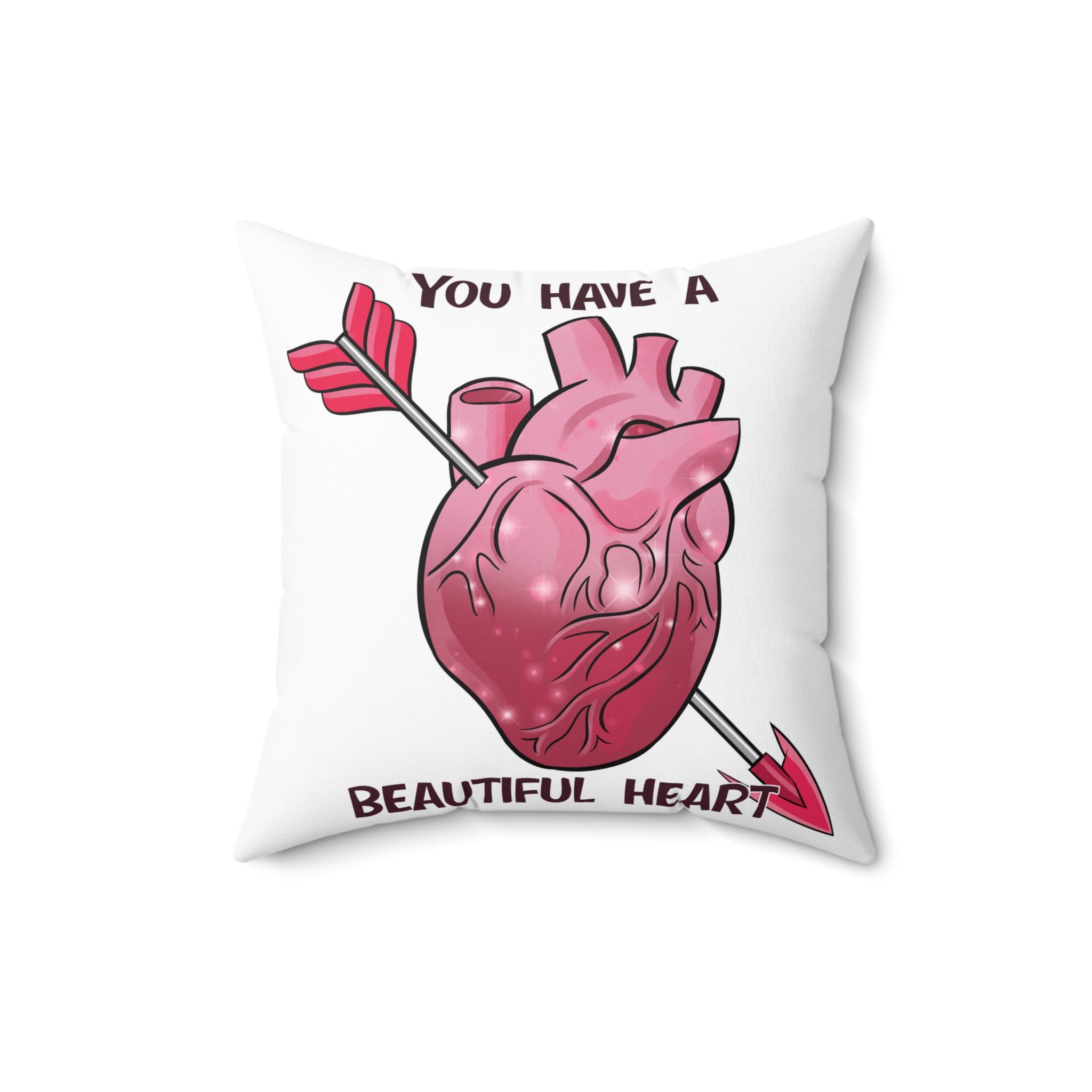 Anatomical Heart Pillow — "You Have a Beautiful Heart" Decorative Throw Pillow