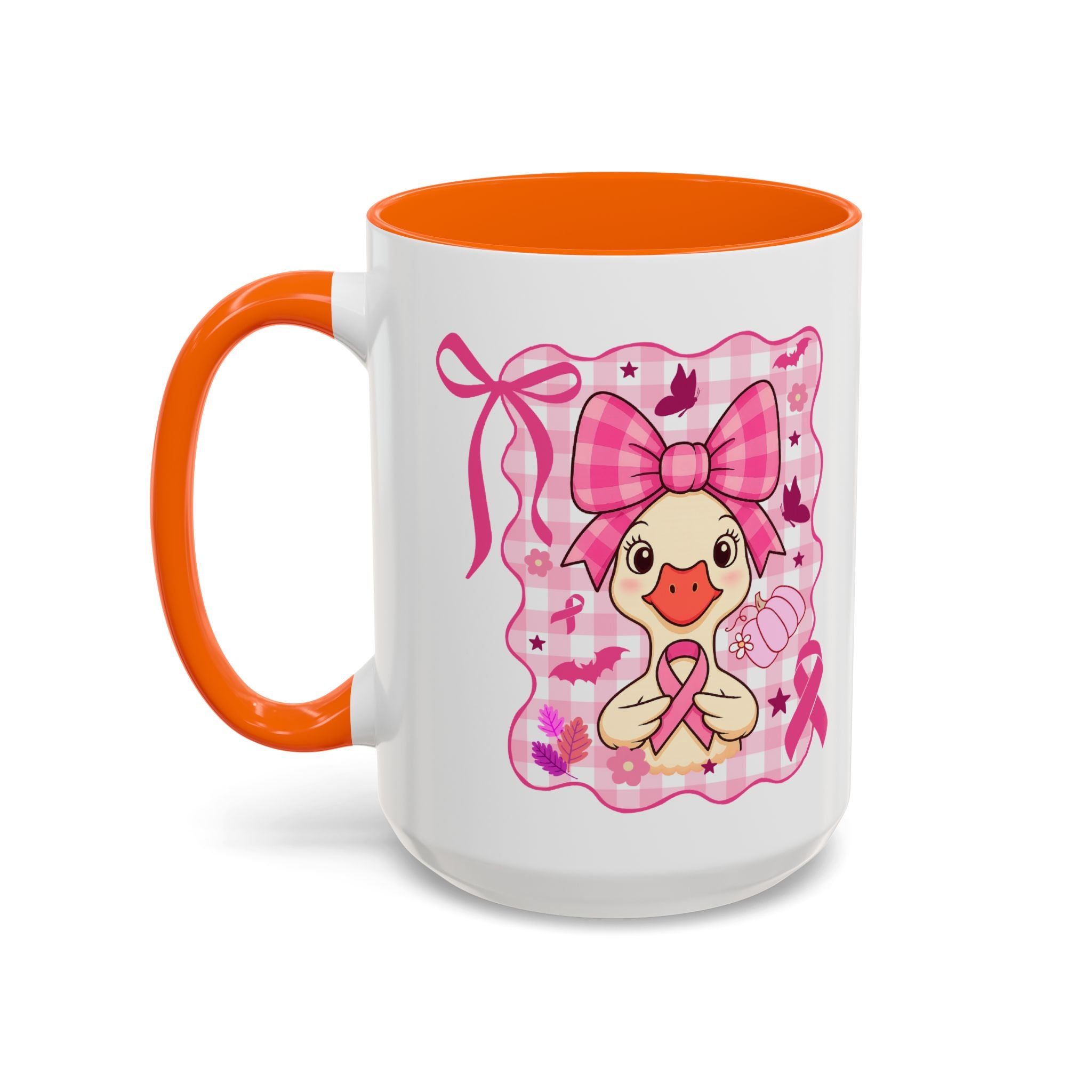 Pink Ribbon Duck Coffee Mug for Breast Cancer Awareness, Cute Gift for Her, Supportive Breast Cancer Mug, Unique Coffee Cup, Holiday Present