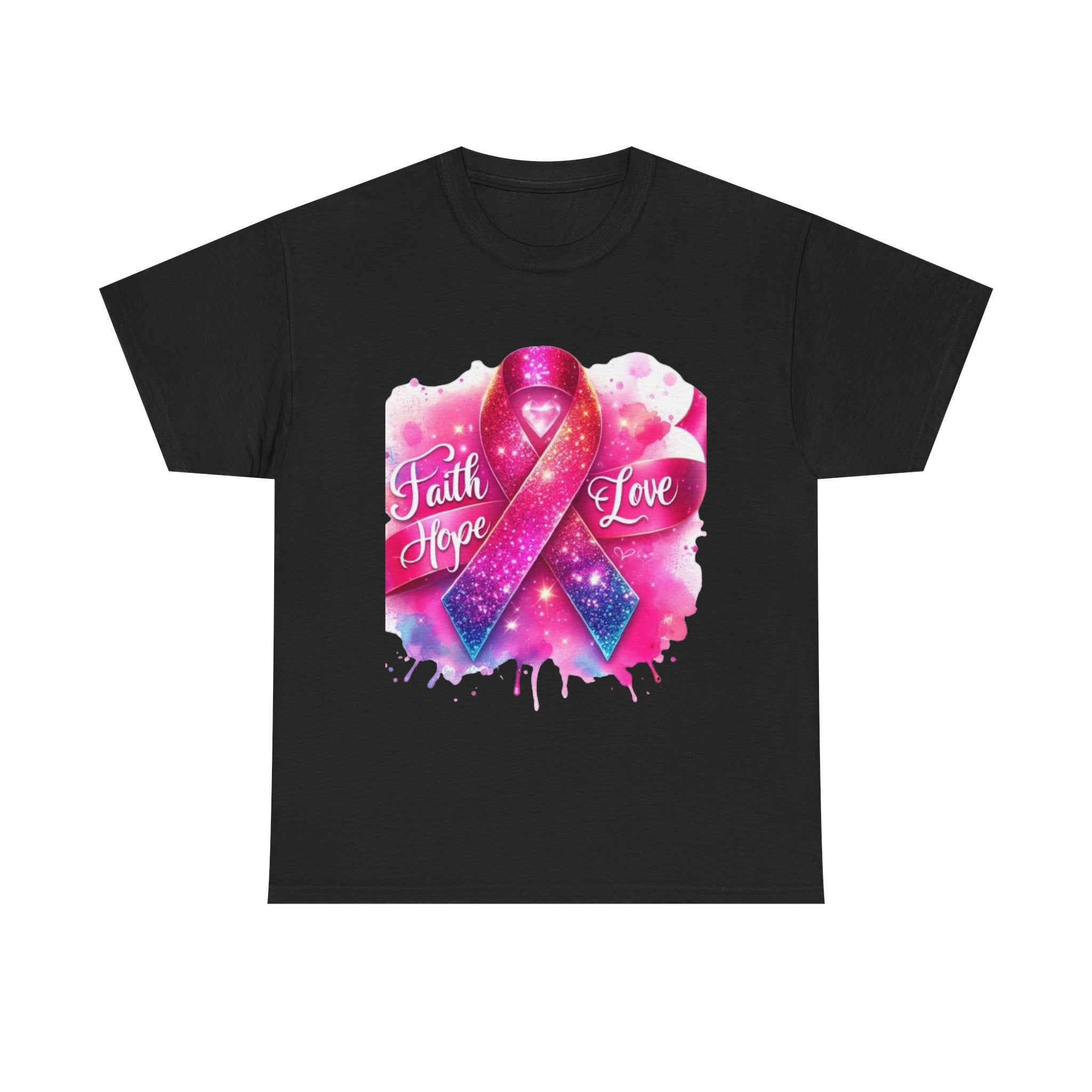 Faith, Hope, Love Tee - Unisex Heavy Cotton T-Shirt, Inspirational Shirt, Cancer Awareness Gift, Motivational Apparel, Stylish Everyday Wear