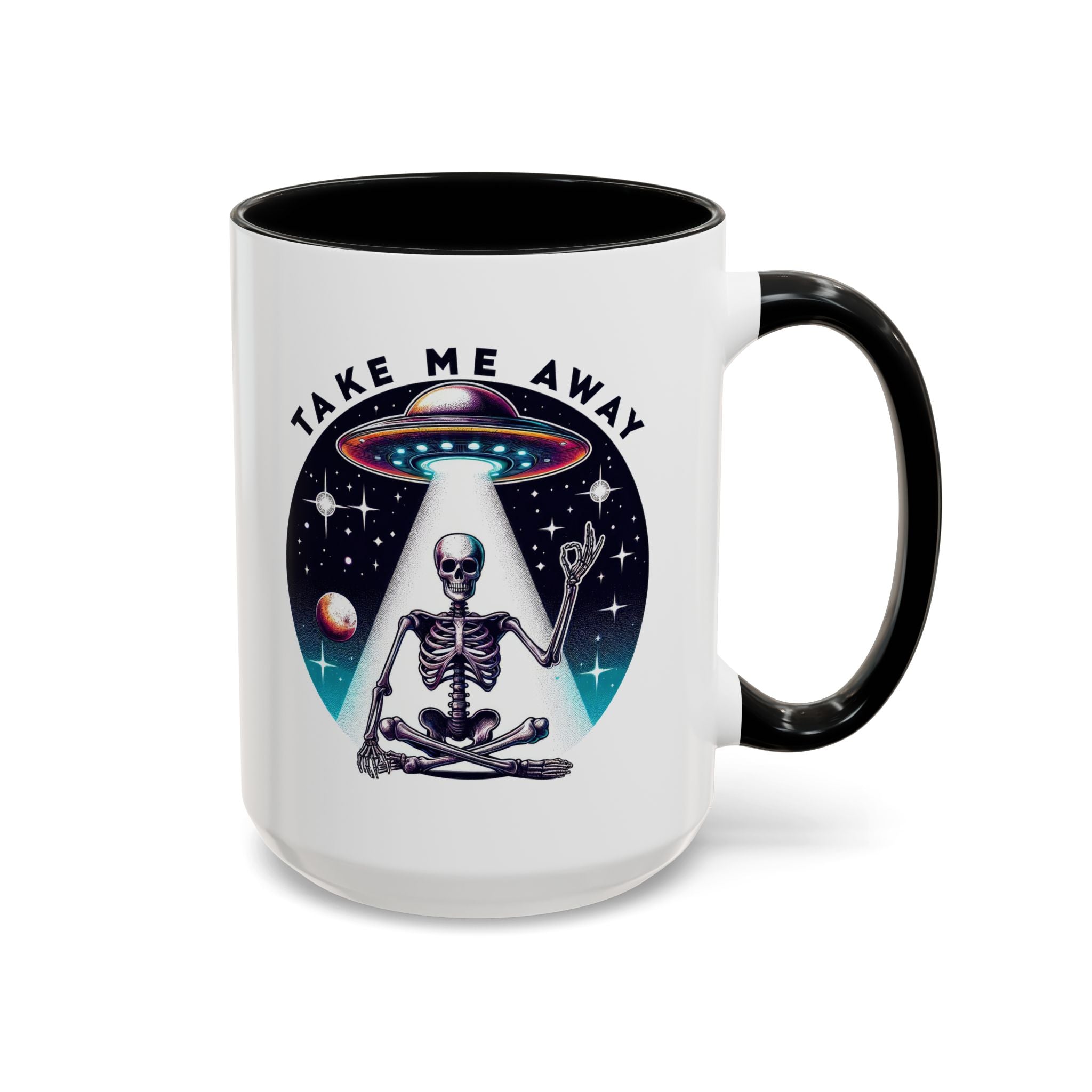 Galactic Skeleton Coffee Mug, Take Me Away Mug, Space-Themed Mug, Unique Gift for alien Lovers, Sci-Fi Cafe Mug