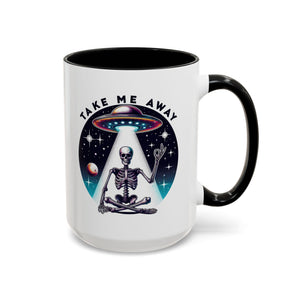 Galactic Skeleton Coffee Mug, Take Me Away Mug, Space-Themed Mug, Unique Gift for alien Lovers, Sci-Fi Cafe Mug