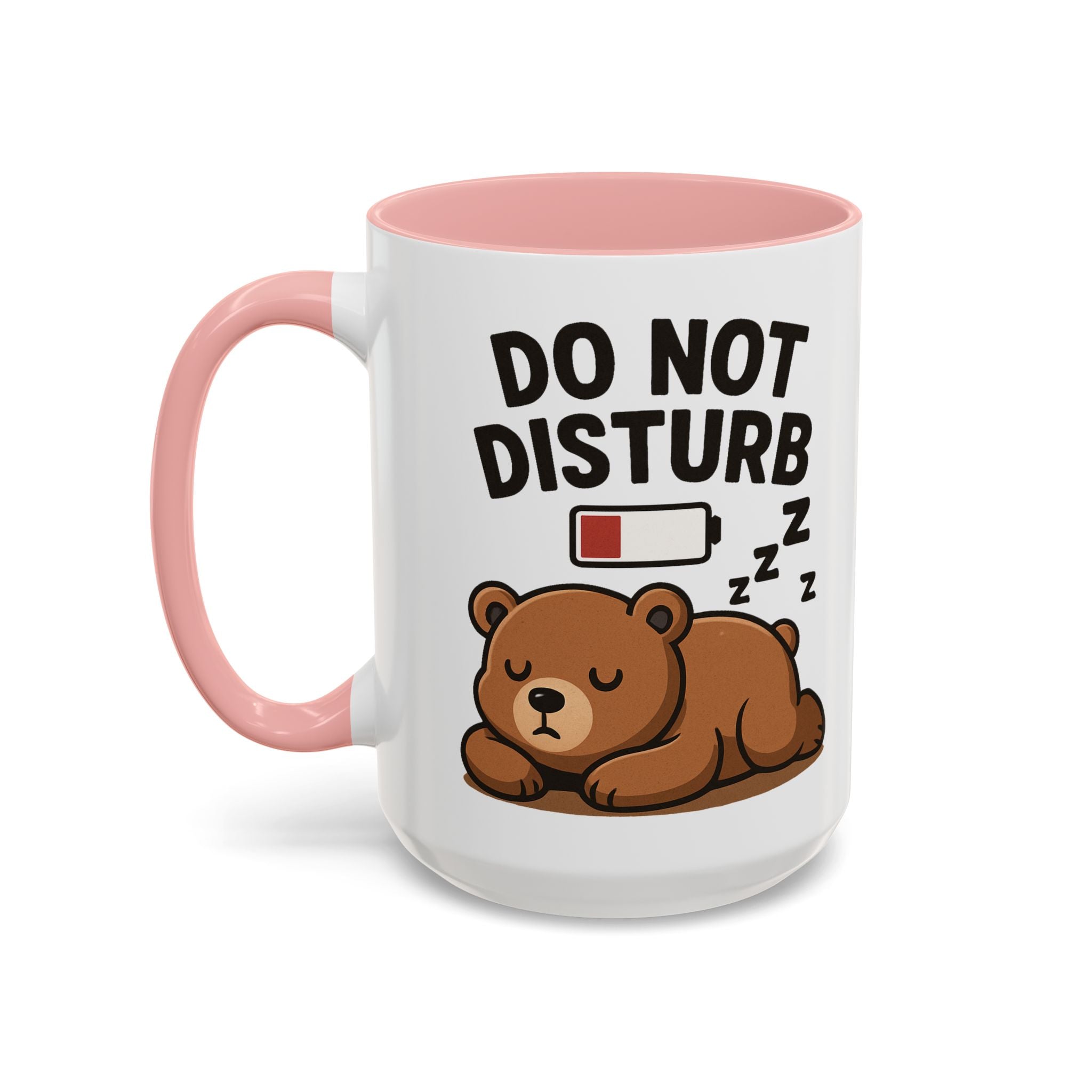 Do Not Disturb Bear Coffee Mug – Low Battery Cute Sleeping Bear Accent Mug (11/15oz)
