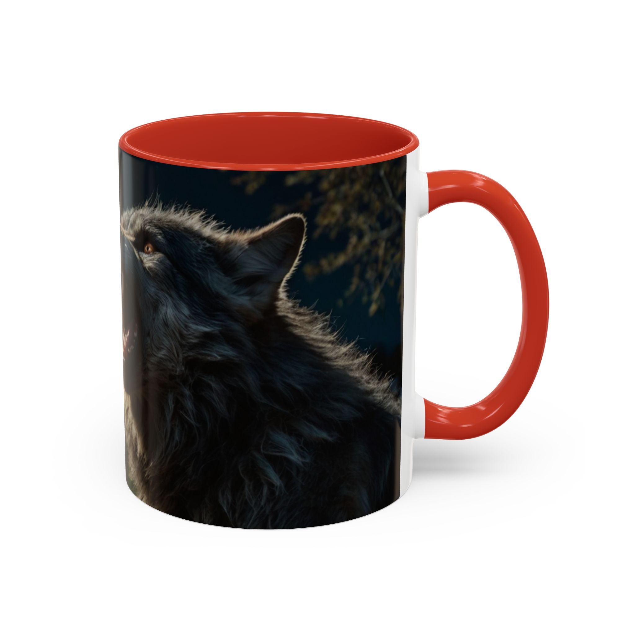 werewolf Howling Wolf Accent Coffee Mug – Gothic Cemetery Night Design (11/15oz) fantasy horror