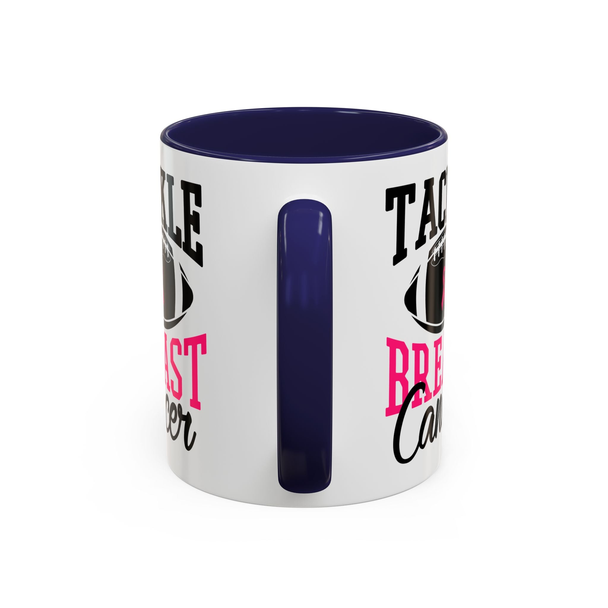 Tackle Breast Cancer Coffee Mug, Supportive Gift for Football Fans, Awareness Mug, Cheer Team Spirit, Fundraiser Drinkware