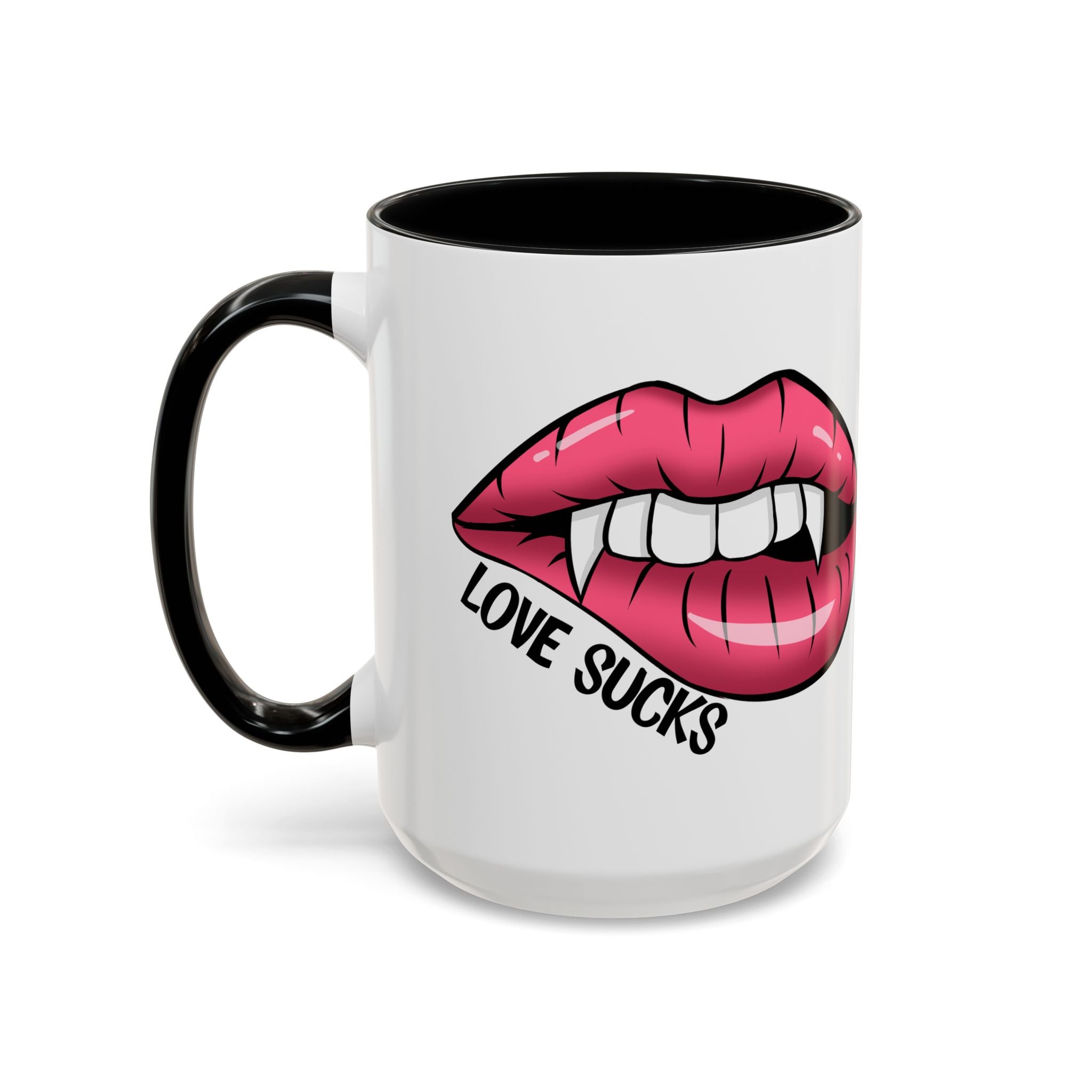 anti valentine Accent Coffee Mug - 'Love Sucks' Vampire Lips Coffee Mug