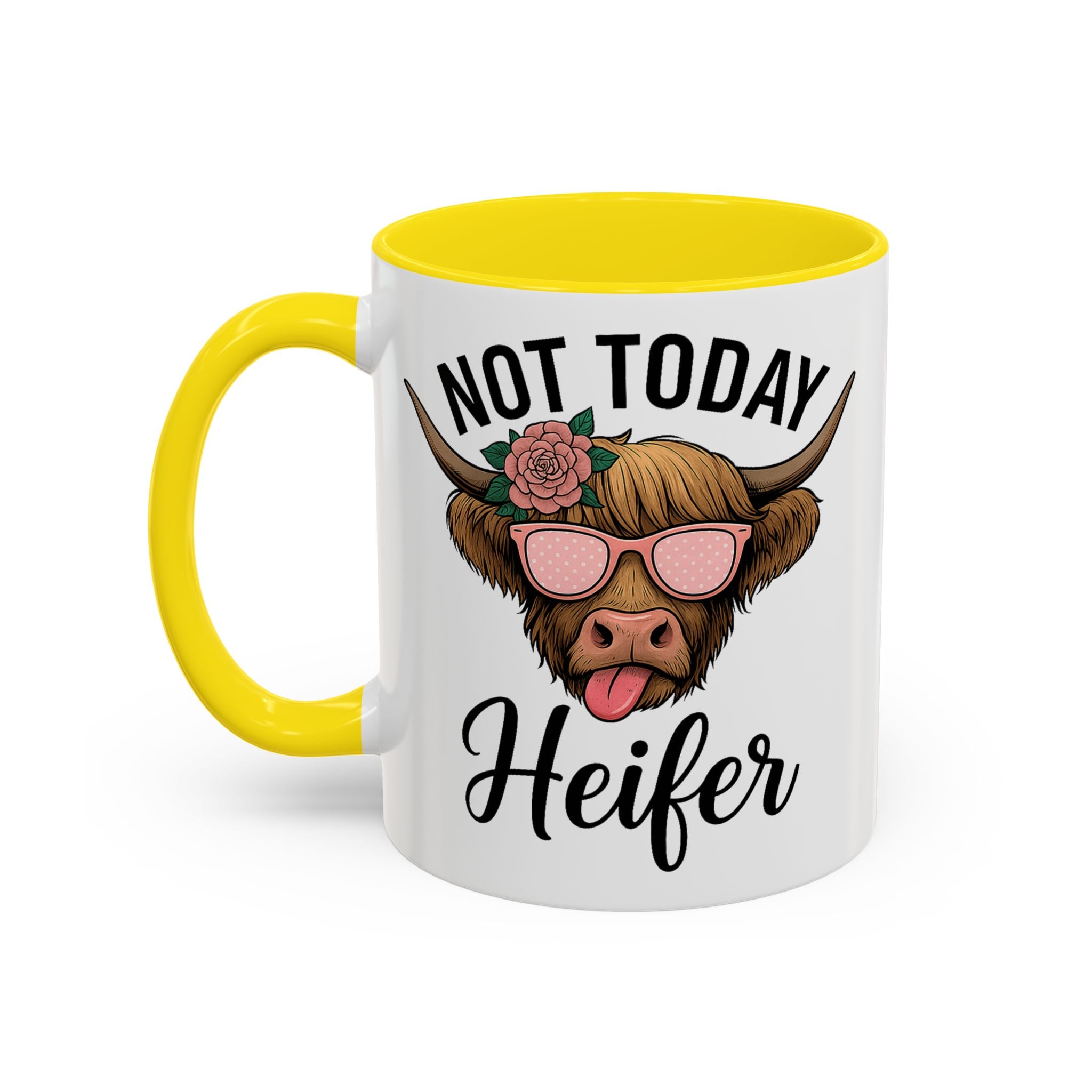 Not Today Heifer Coffee Mug — Funny Cow Mug with Sunglasses (11/15oz)
