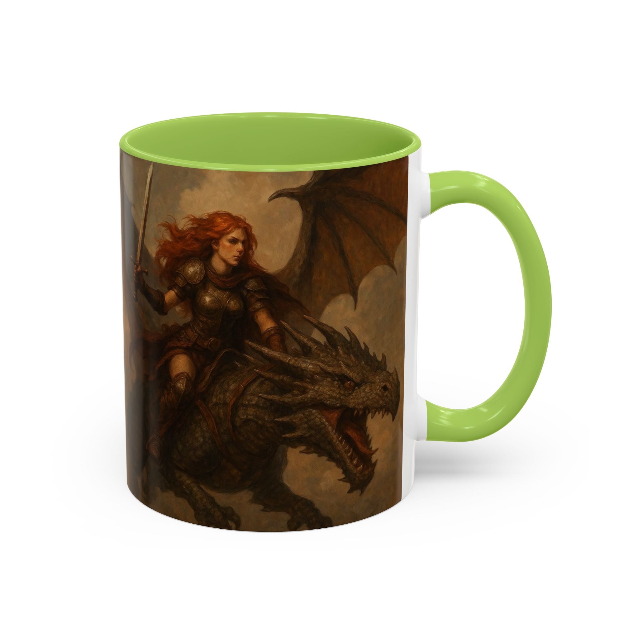 Fantasy Dragon Rider Coffee Mug gothic woman warrior queen