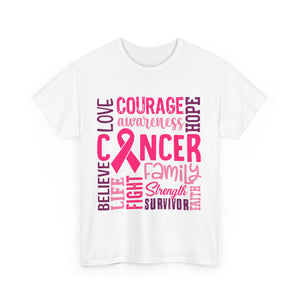 Cancer Awareness Unisex Tee, Support Cancer Fighters, Fight Against Cancer, Gift for Survivors, Hope & Love T-Shirt
