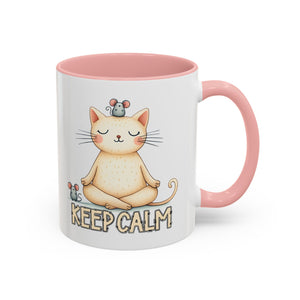 Serene Cat Coffee Mug, Funny Pet Lover's Gift, Cute Keepsake for Relaxation, Relaxing Drinkware, Quirky Home Decor