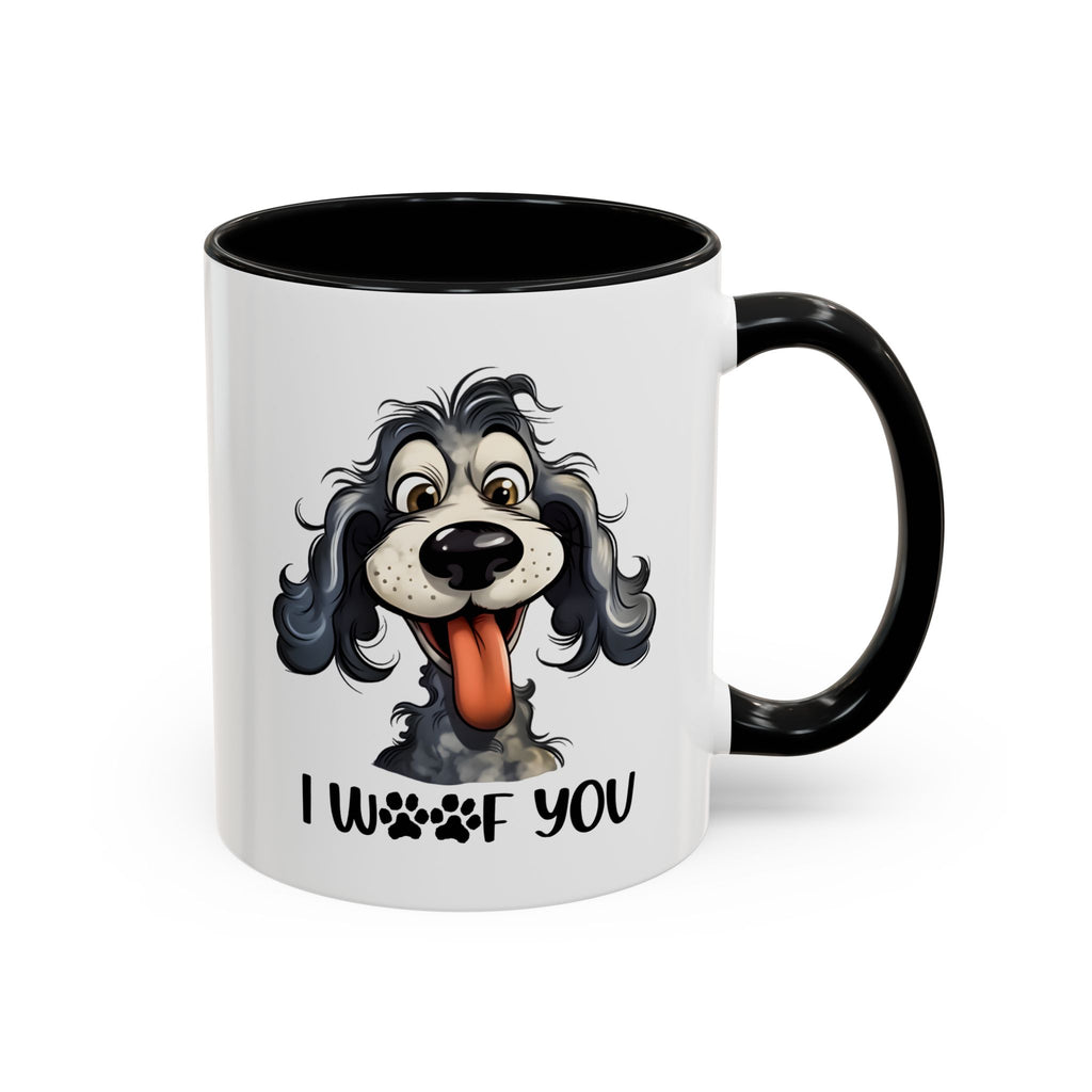 Dog Lover's Accent Coffee Mug - I Woof You, Pet Gift, Animal Lover Cup, Dog Mom Mug, Cute Dog Design, Fun Coffee Cup