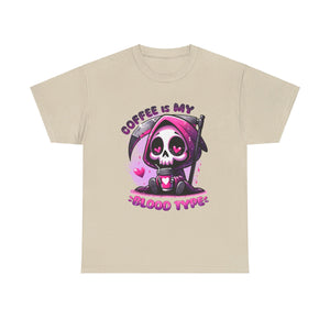 grim reaper coffee is my blood type Unisex Heavy Cotton Tee by the x m world