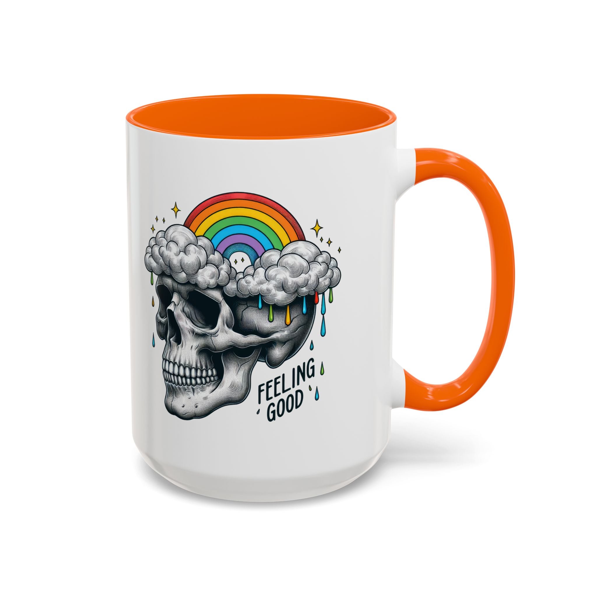 Skull Rainbow Coffee Mug, Unique Gift for Coffee Lovers, Halloween Decor, Daily Motivation Mug, Fun Skull Design