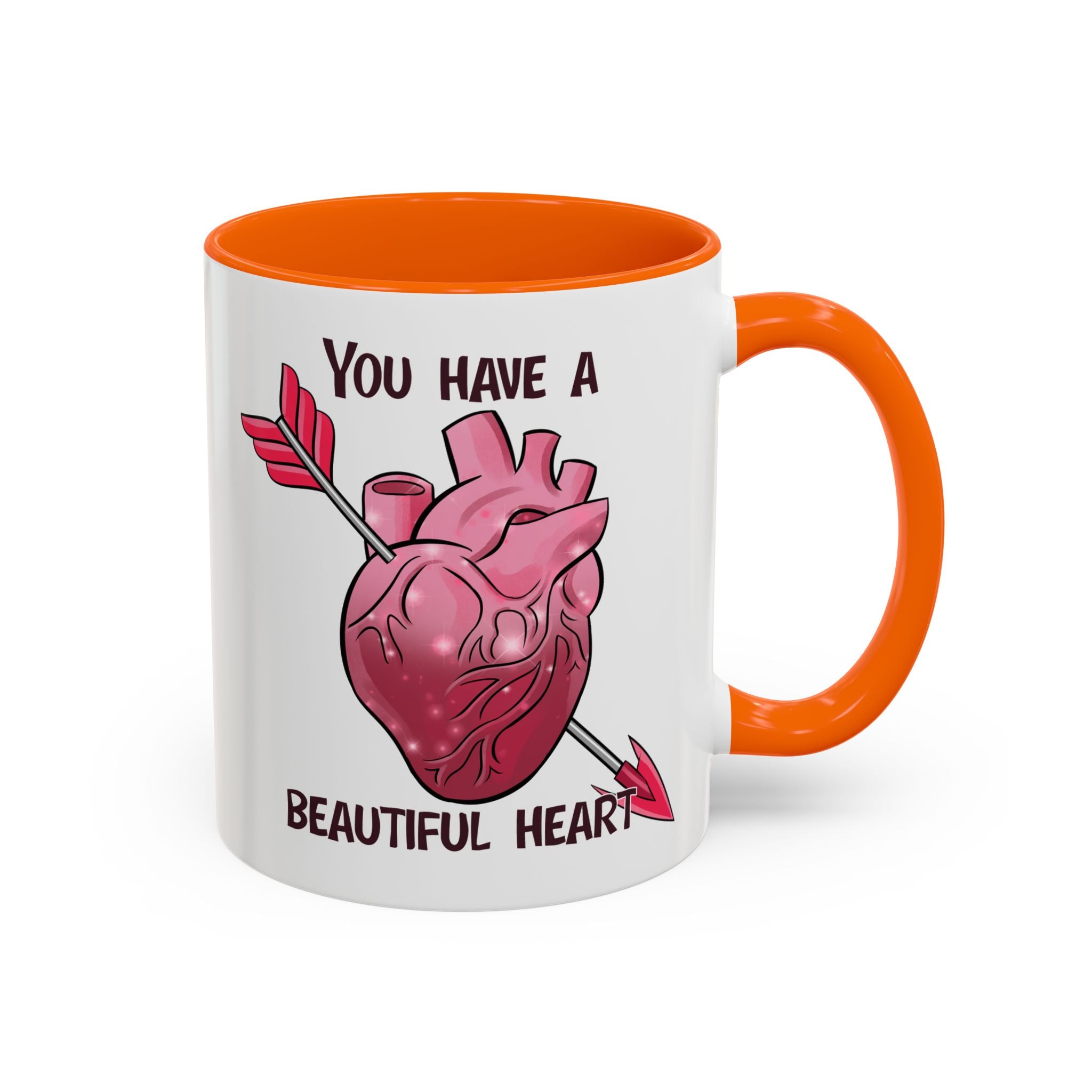 You Have a Beautiful Heart Accent Coffee Mug — Pink Anatomical Heart  Valentine Gift