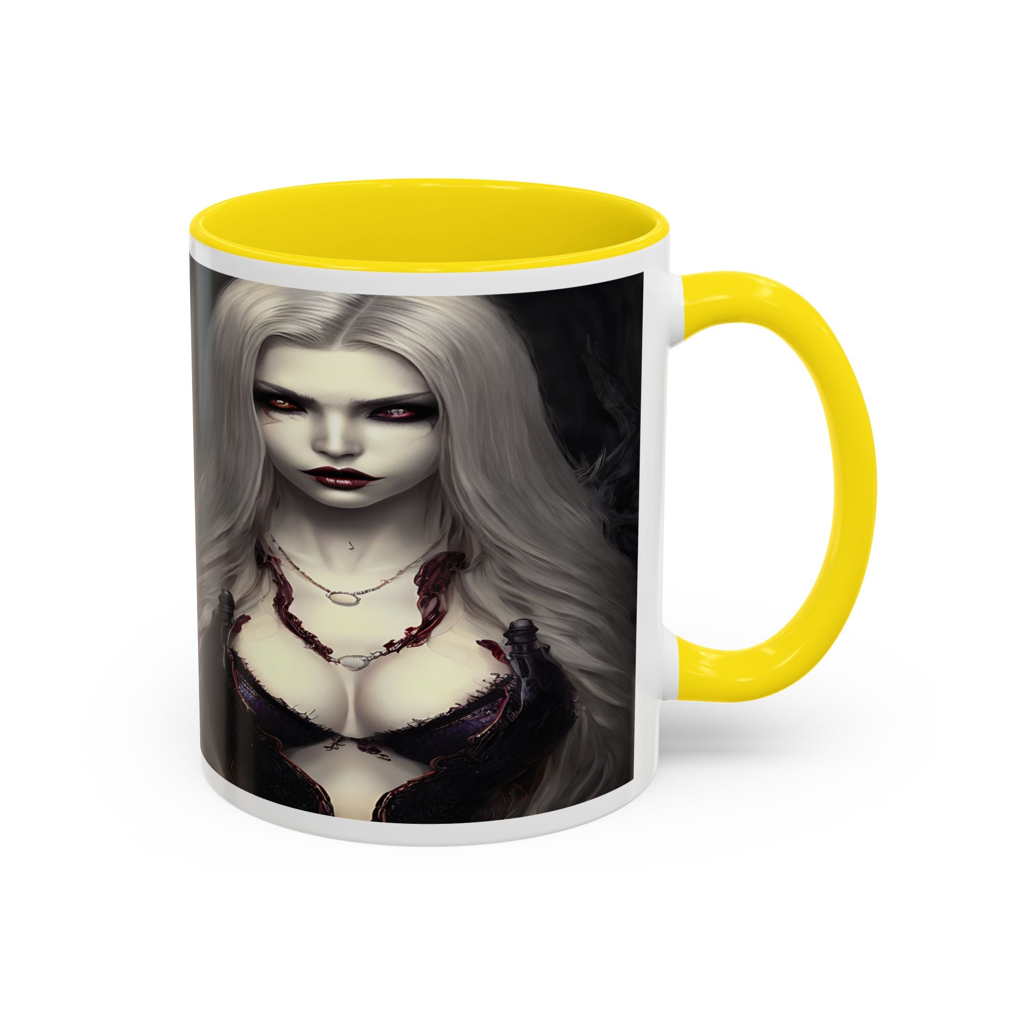 sexy busty woman vampire Gothic Fantasy Coffee Mug - 11oz & 15oz horror art